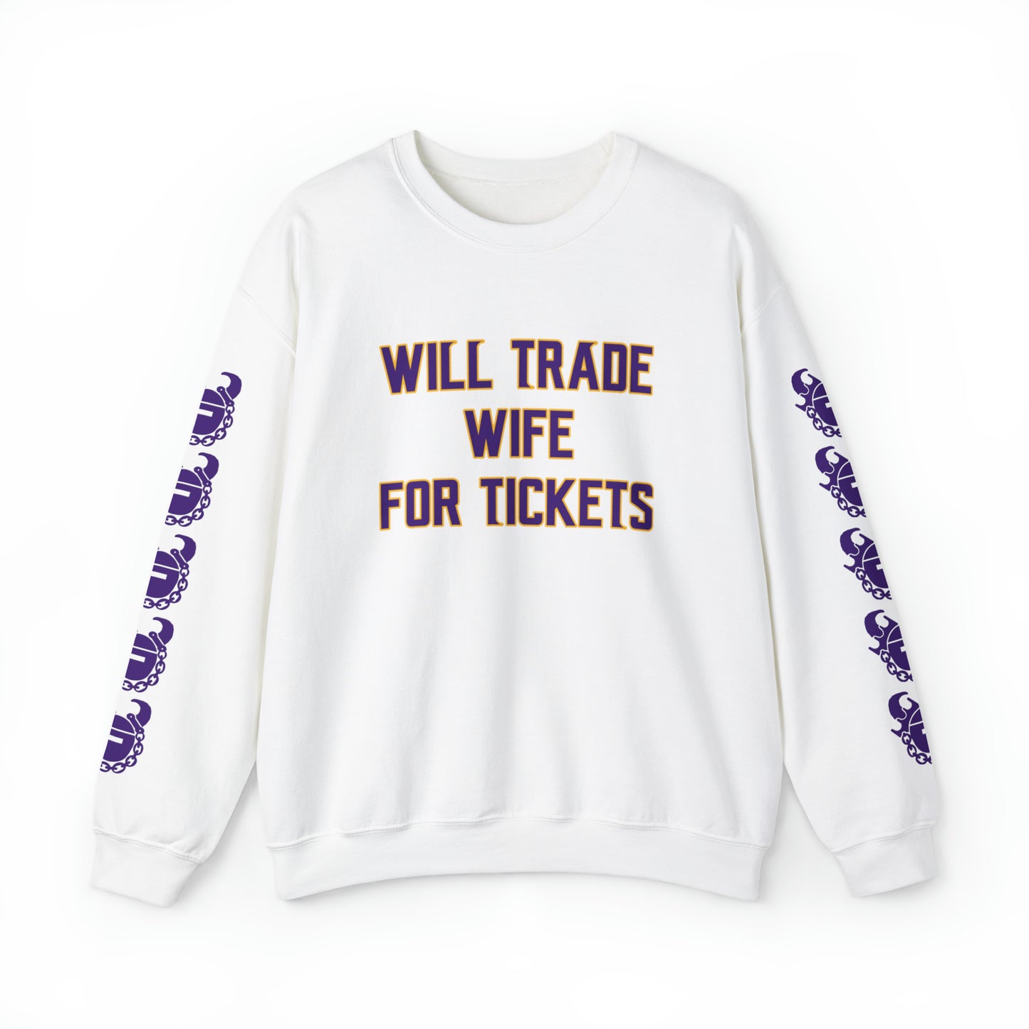 Unisex Heavy Blend™ Crewneck - Wife for Tickets + Game Day Helmet (Sleeves)