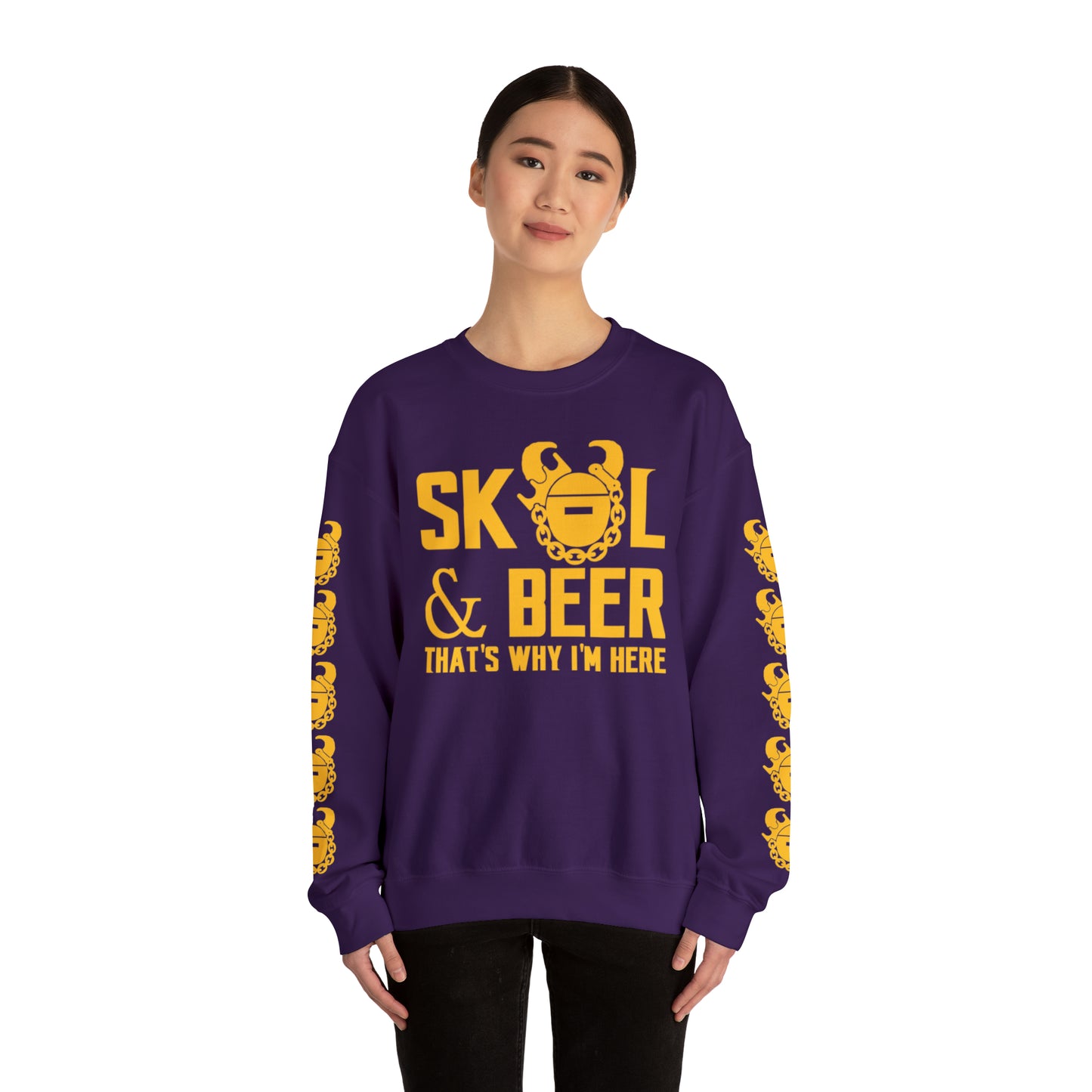 Unisex Heavy Blend™ Crewneck - & BEER + Game Day Helmet (Sleeves)