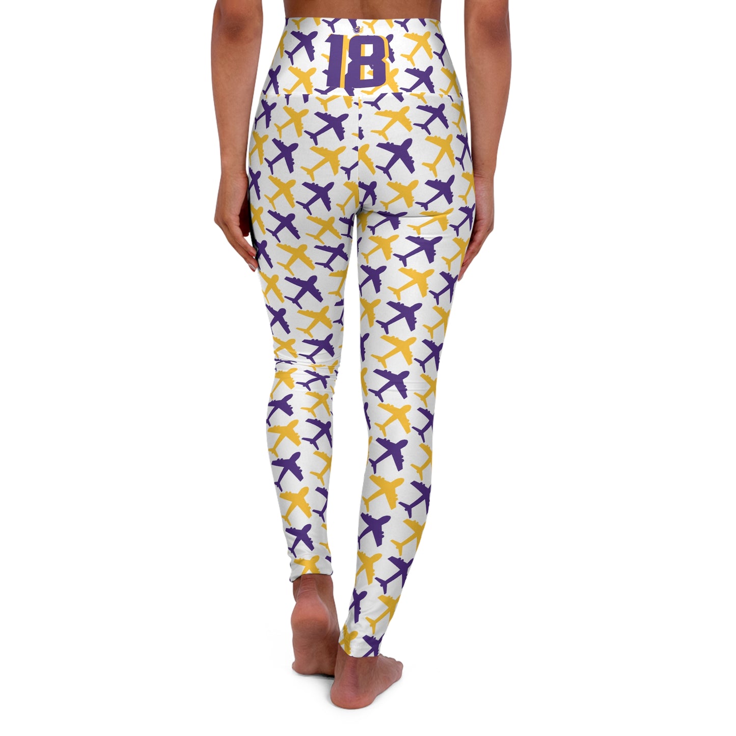 High Waisted Yoga Leggings - Jet Planes