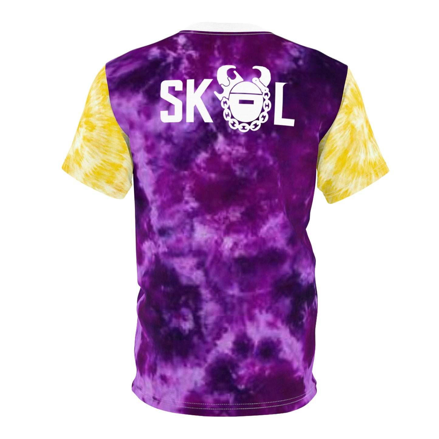 Unisex Cut & Sew Tee - Purple/Gold Tie-Dye - Life is Better at the BANK