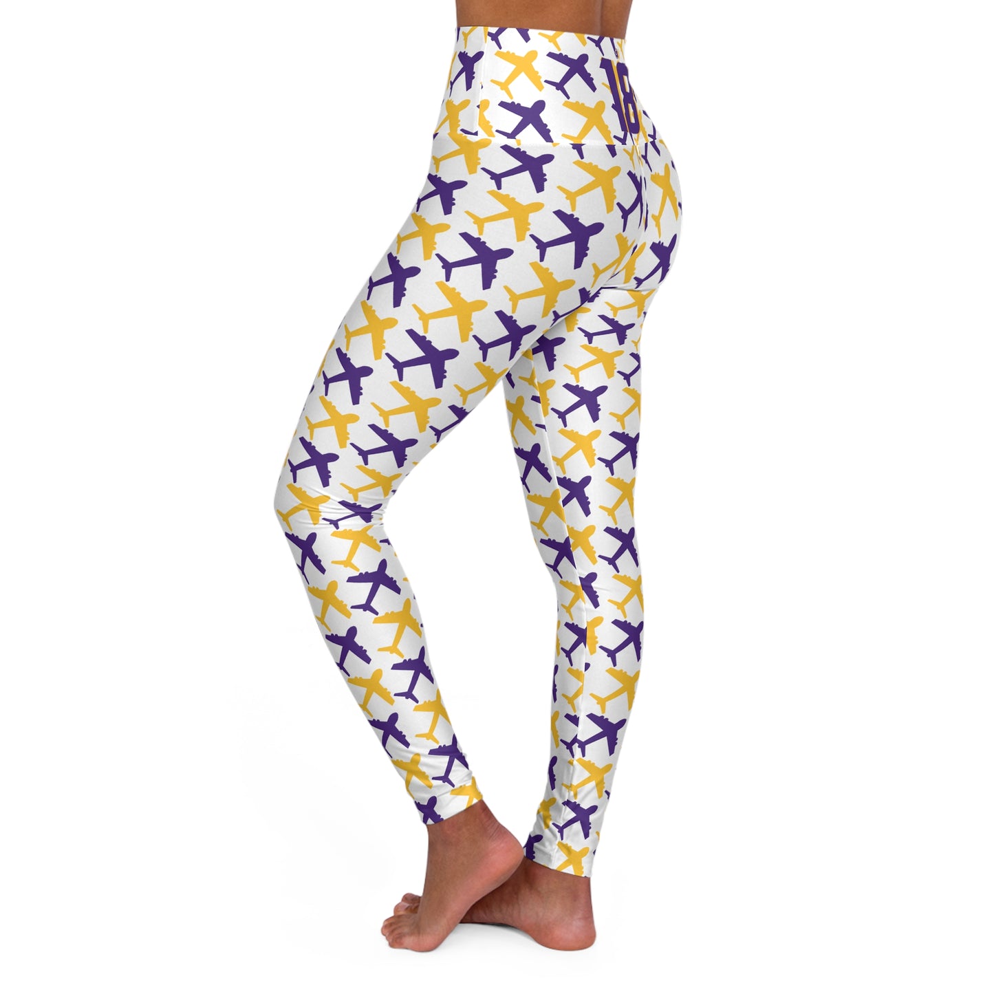 High Waisted Yoga Leggings - Jet Planes