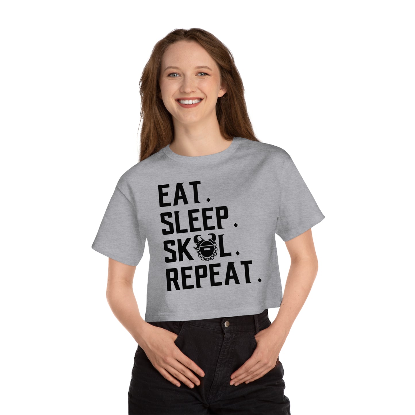 Women's Champion Heritage Cropped Top - Eat. Sleep. Repeat.