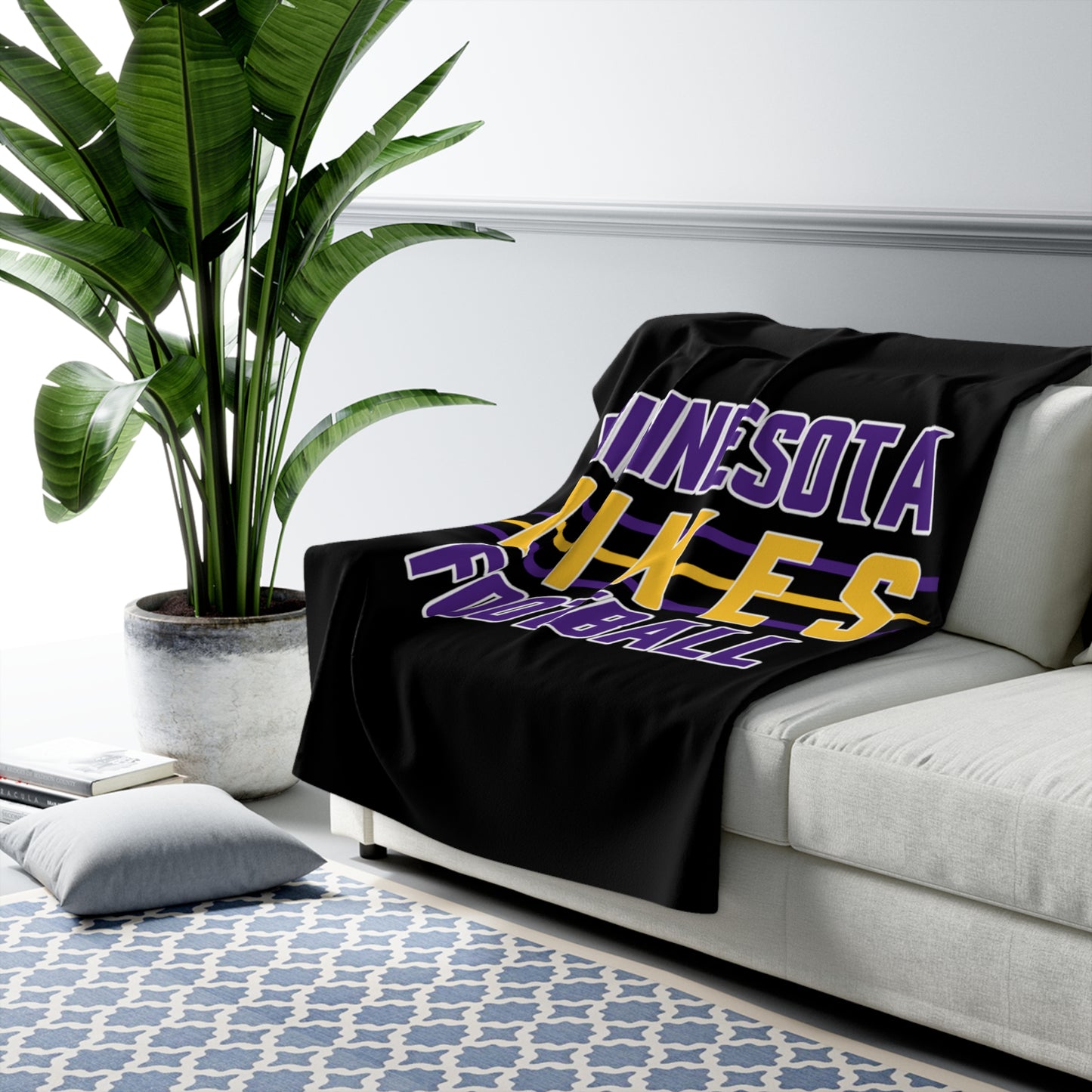 Sherpa Fleece Blanket - Black - Vikes Football