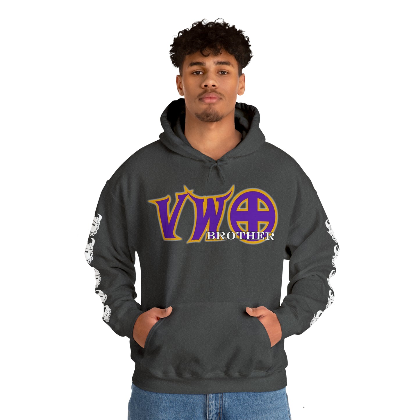 Unisex Heavy Blend™ Hooded Sweatshirt - VWO Brother + Game Day Helmet (Sleeves)