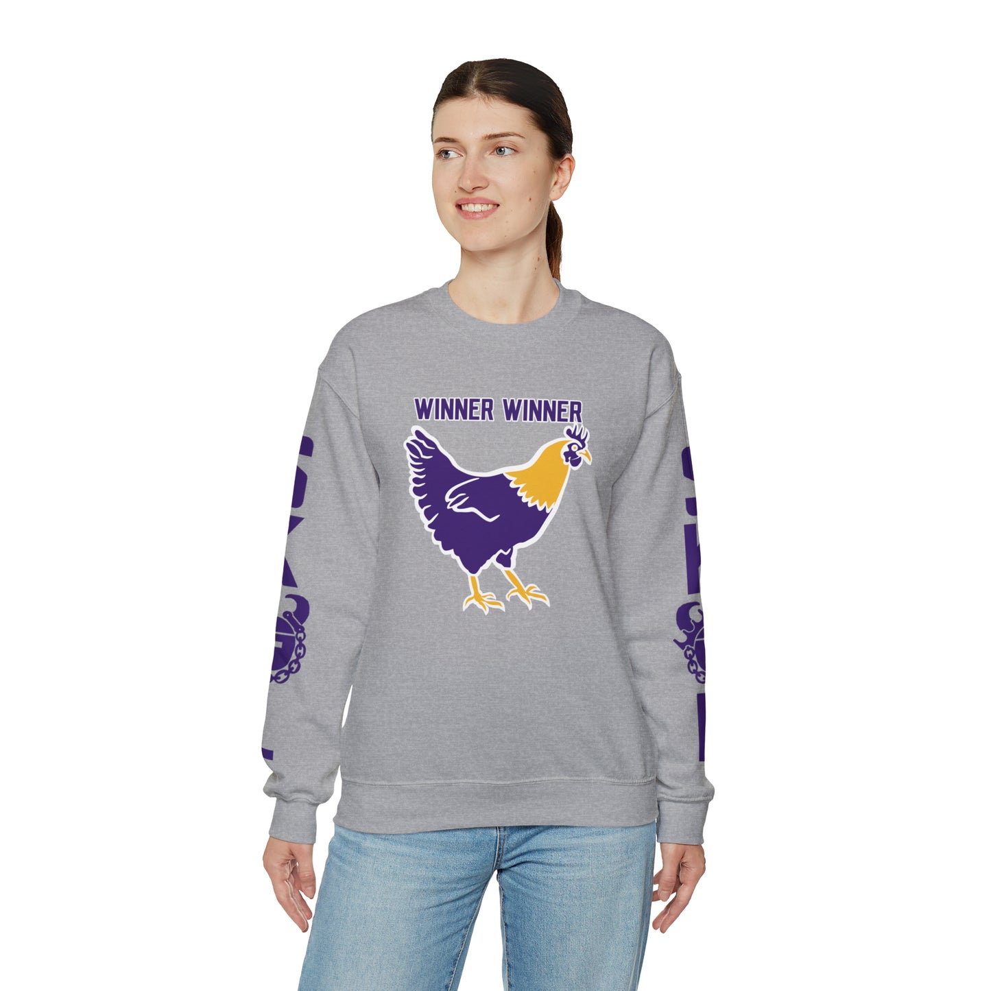 Unisex Heavy Blend™ Crewneck - Winner Winner Chicken Dinner + The Original (Sleeves)