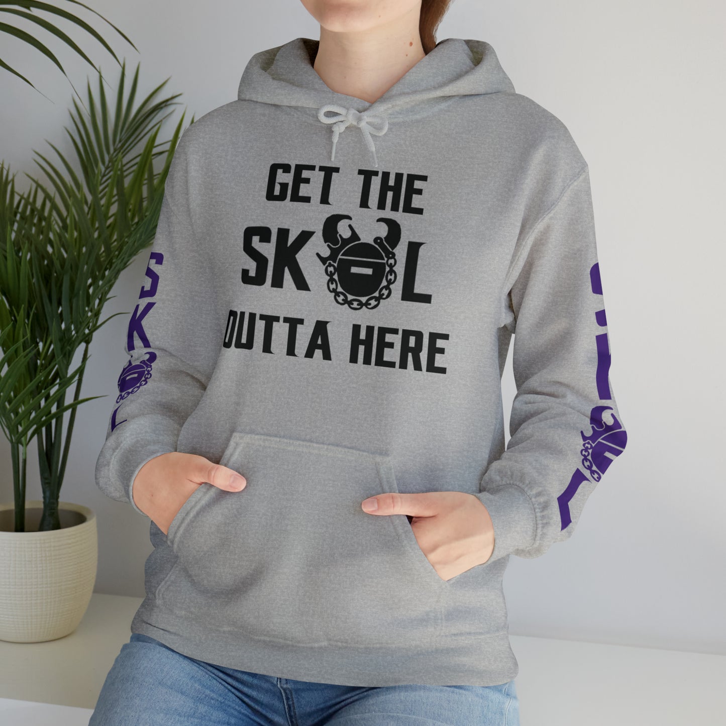Unisex Heavy Blend™ Hooded Sweatshirt - Get OUTTA Here + Original (Sleeves)