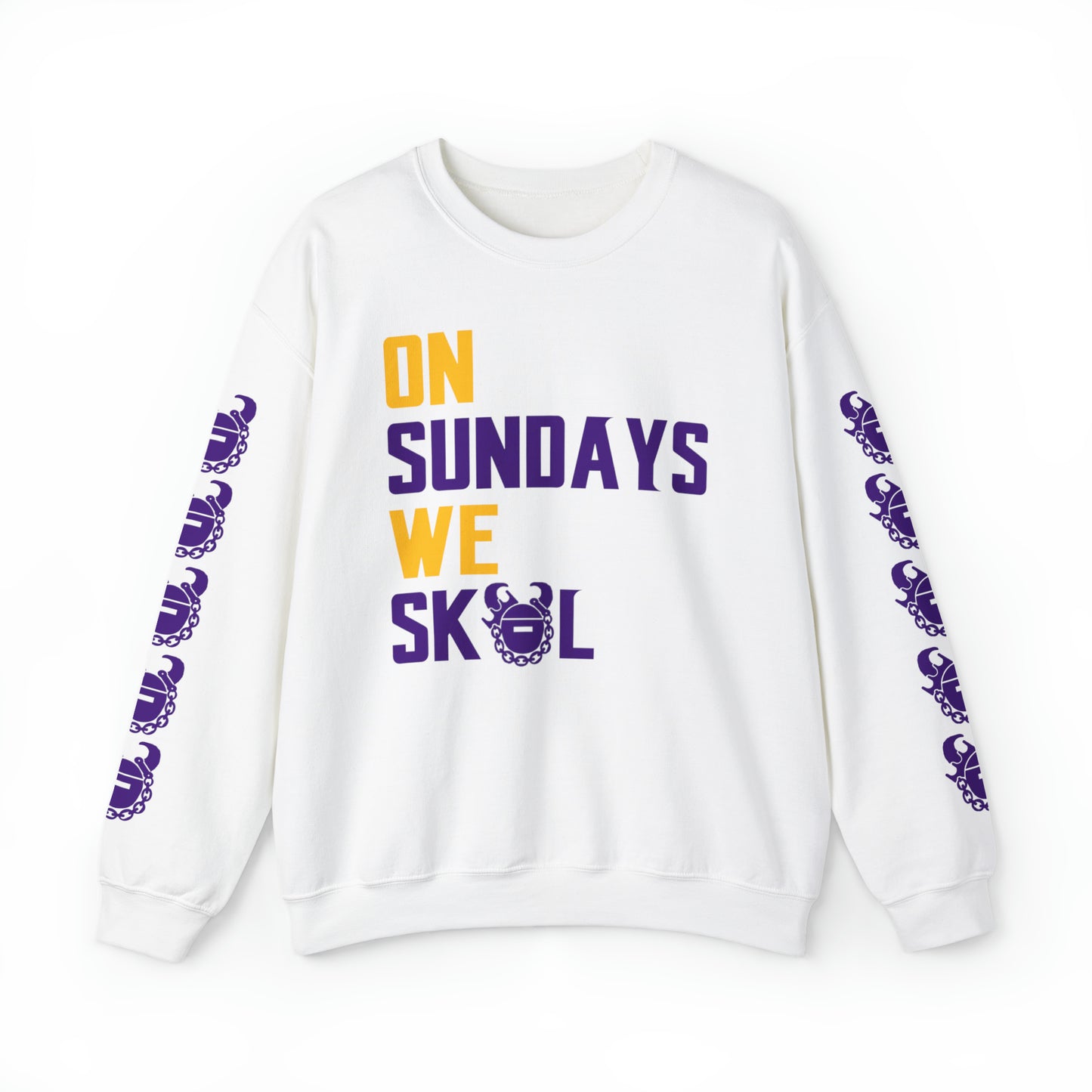 Unisex Heavy Blend™ Crewneck - On Sundays + Game Day Helmet (Sleeves)