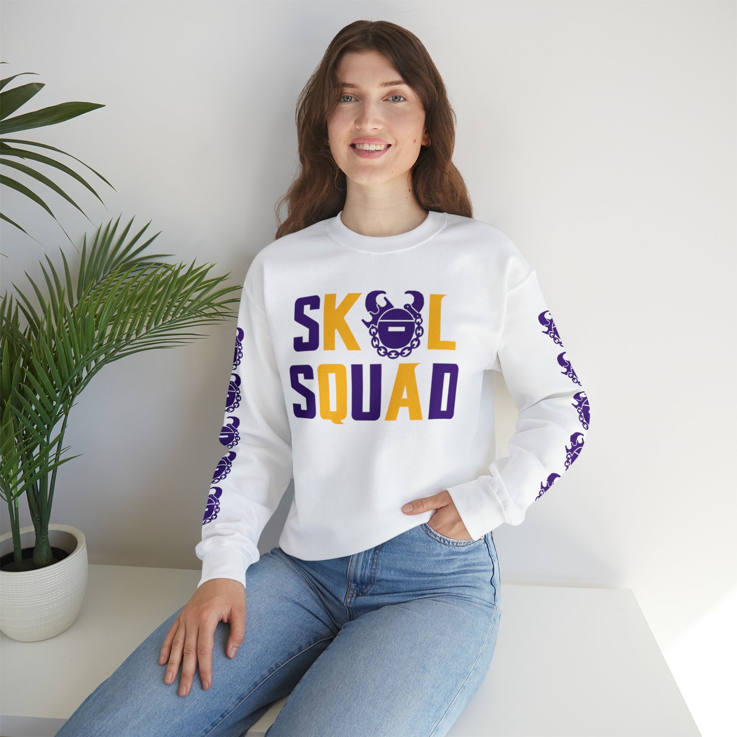 Unisex Heavy Blend™ Crewneck - SQUAD + Game Day Helmet (Sleeves)
