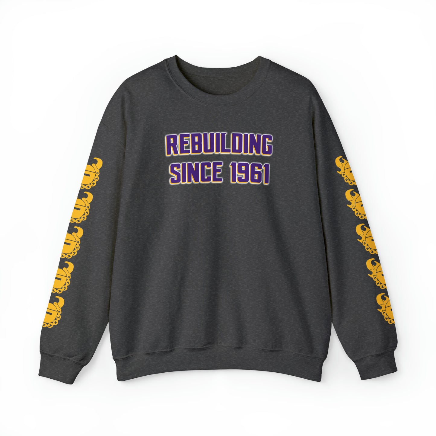 Unisex Heavy Blend™ Crewneck - Rebuilding Since 1961 + Game Day Helmet (Sleeves)