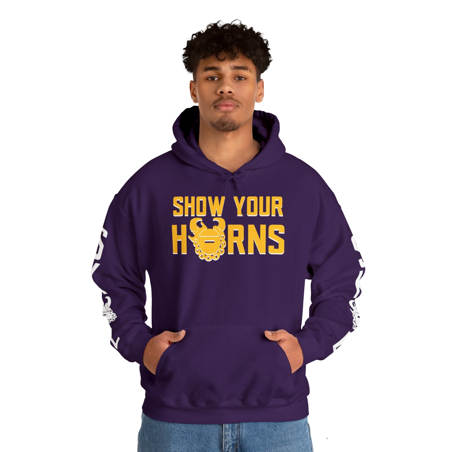 Unisex Heavy Blend™ Hooded Sweatshirt - Show Your Horns + Original (Sleeves)