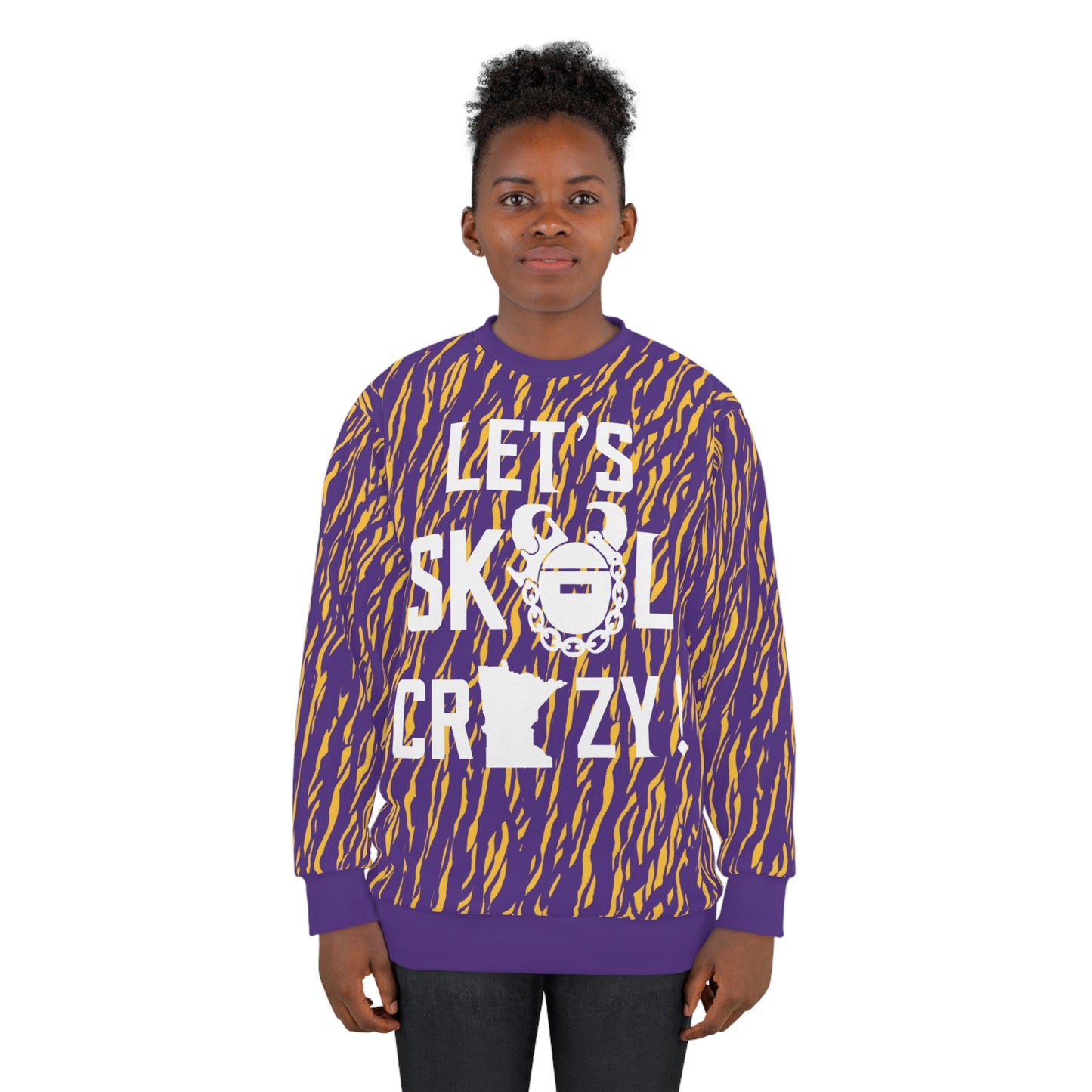 Unisex Crewneck - Zebra Print, Purple - Let's go Crazy!