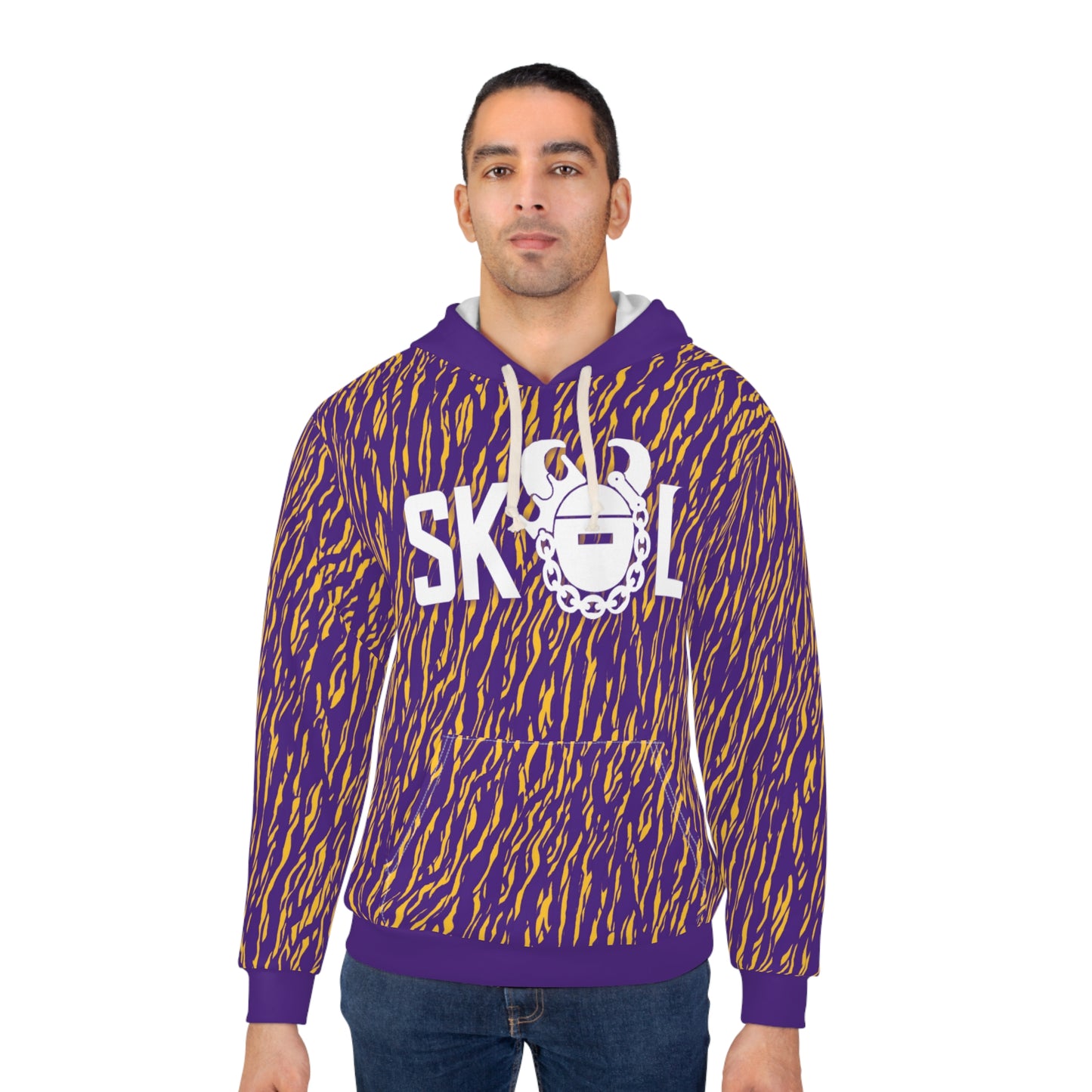 Unisex Pullover Hoodie - Zebra Print, Purple - The Original