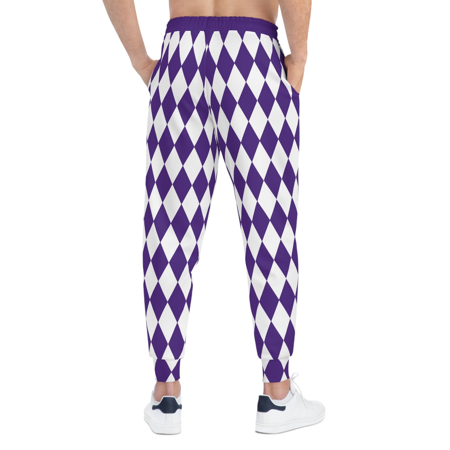 Unisex Athletic Joggers - Purple/White Diamonds