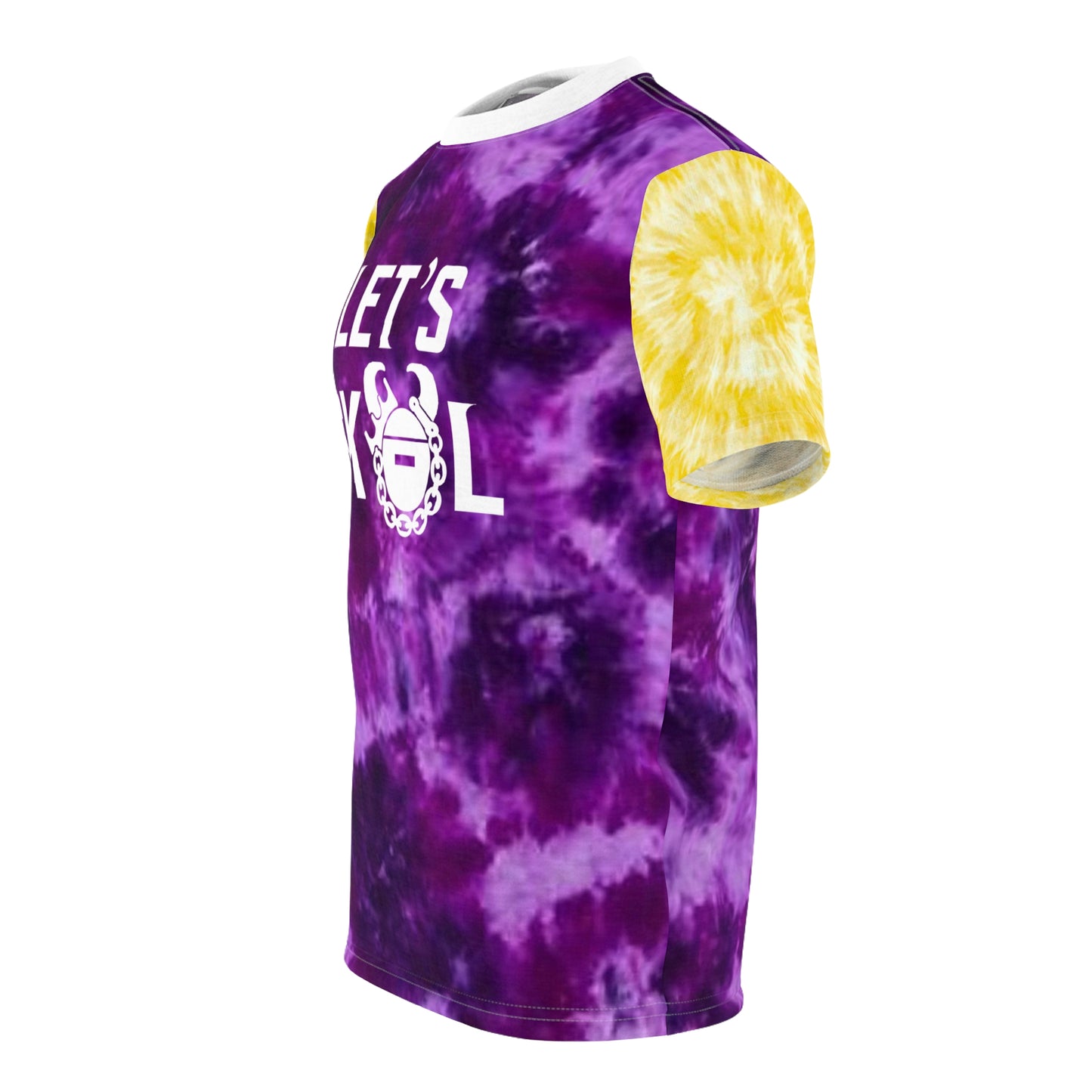 Unisex Cut & Sew Tee - Purple/Gold Tie-Dye - Let's go!