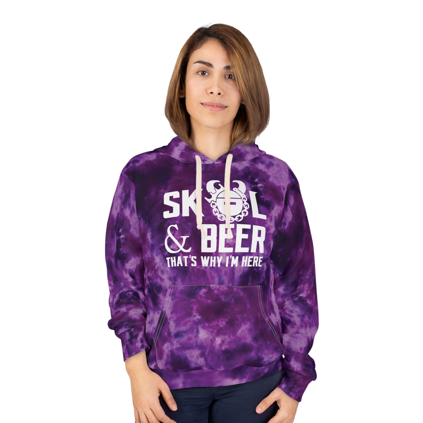 Unisex Pullover Hoodie - Purple Tie-Dye - & BEER