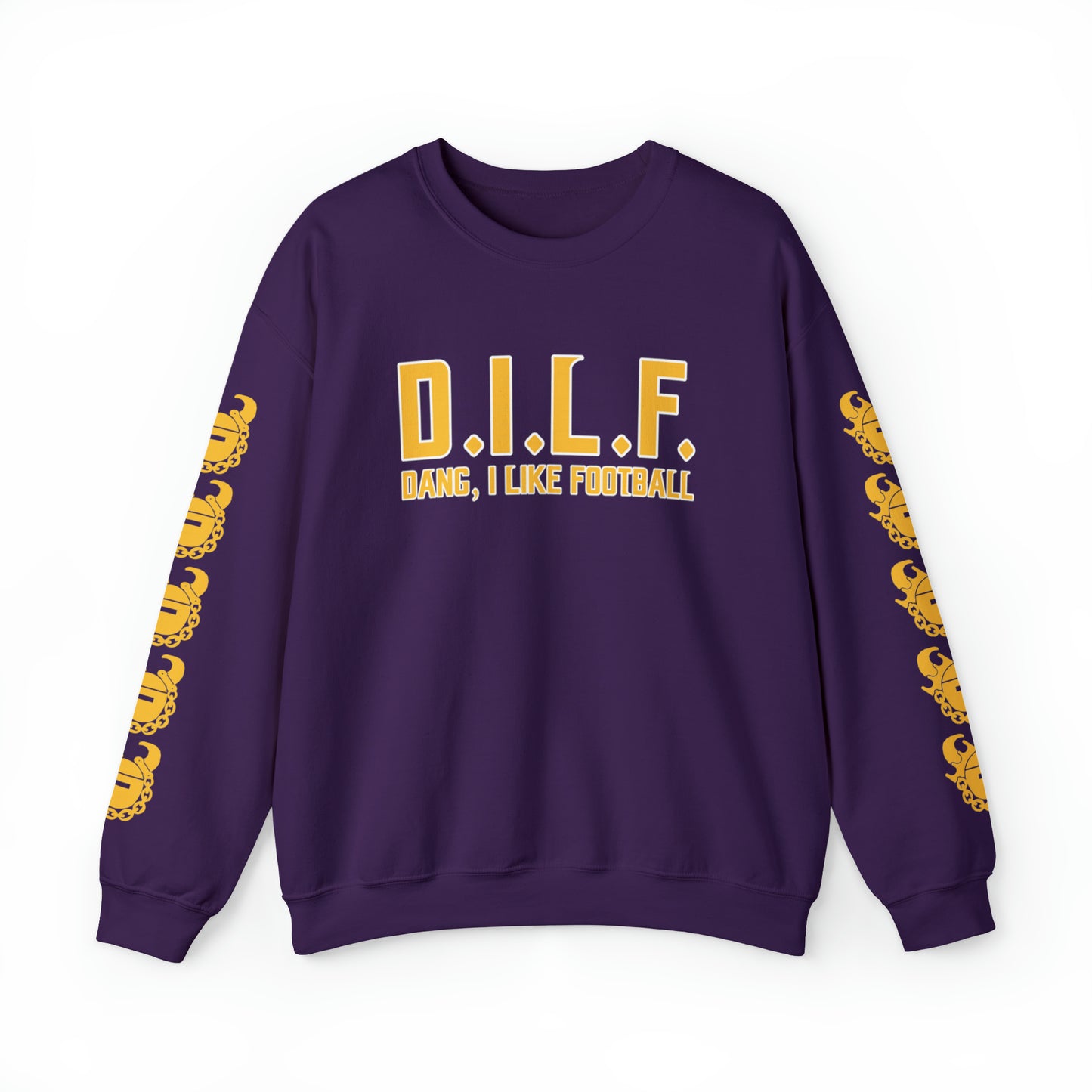 Unisex Heavy Blend™ Crewneck - D.I.L.F. + Game Day Helmet (Sleeves)