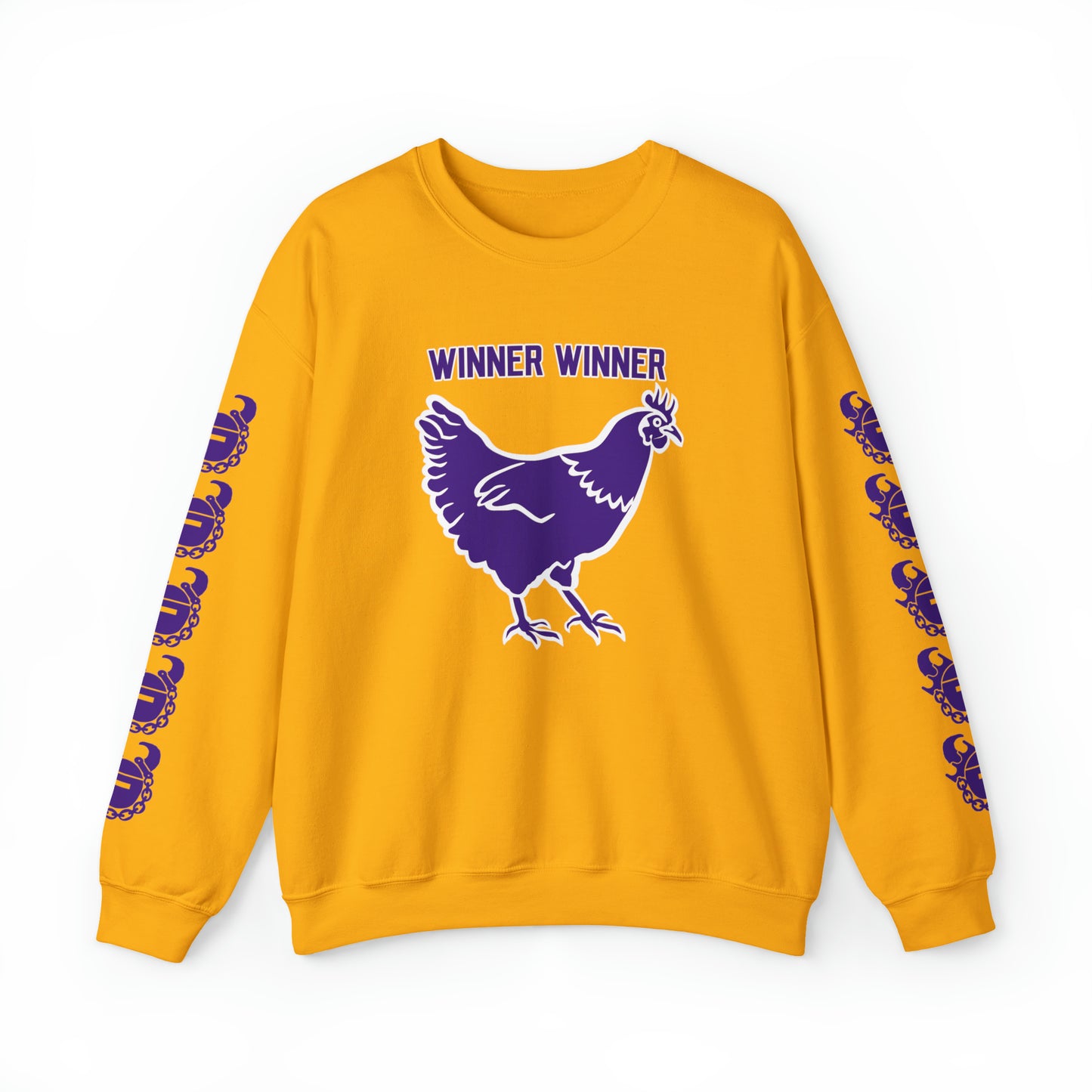 Unisex Heavy Blend™ Crewneck - Winner Winner Chicken Dinner + Game Day Helmet (Sleeves)