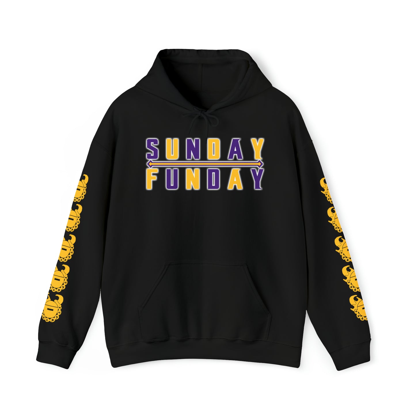 Unisex Heavy Blend™ Hooded Sweatshirt - Sunday FUNday + Game Day Helmet (Sleeves)