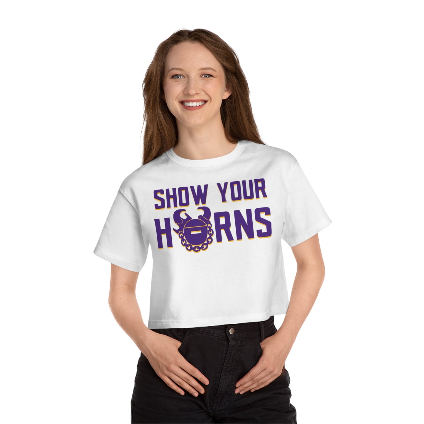 Women's Champion Heritage Cropped Top - Show Your Horns