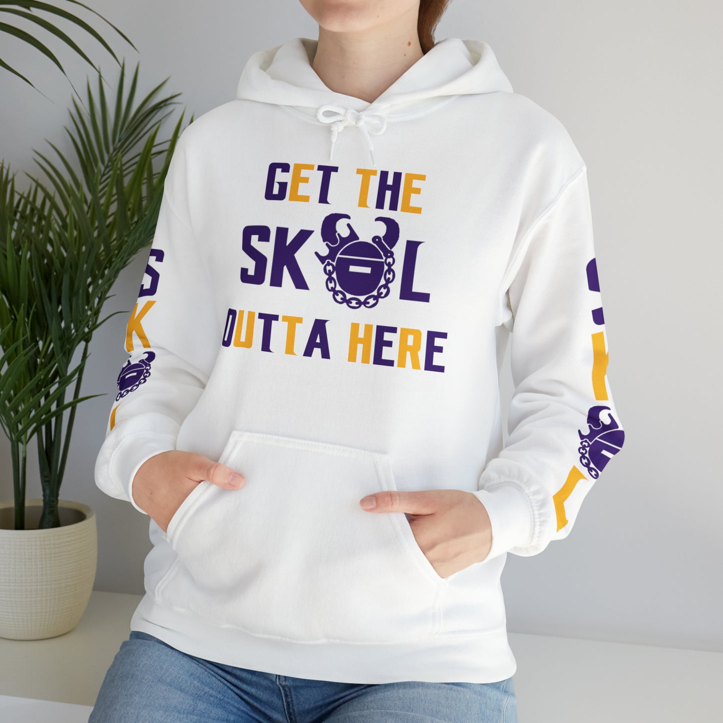 Unisex Heavy Blend™ Hooded Sweatshirt - Get OUTTA Here + Original (Sleeves)