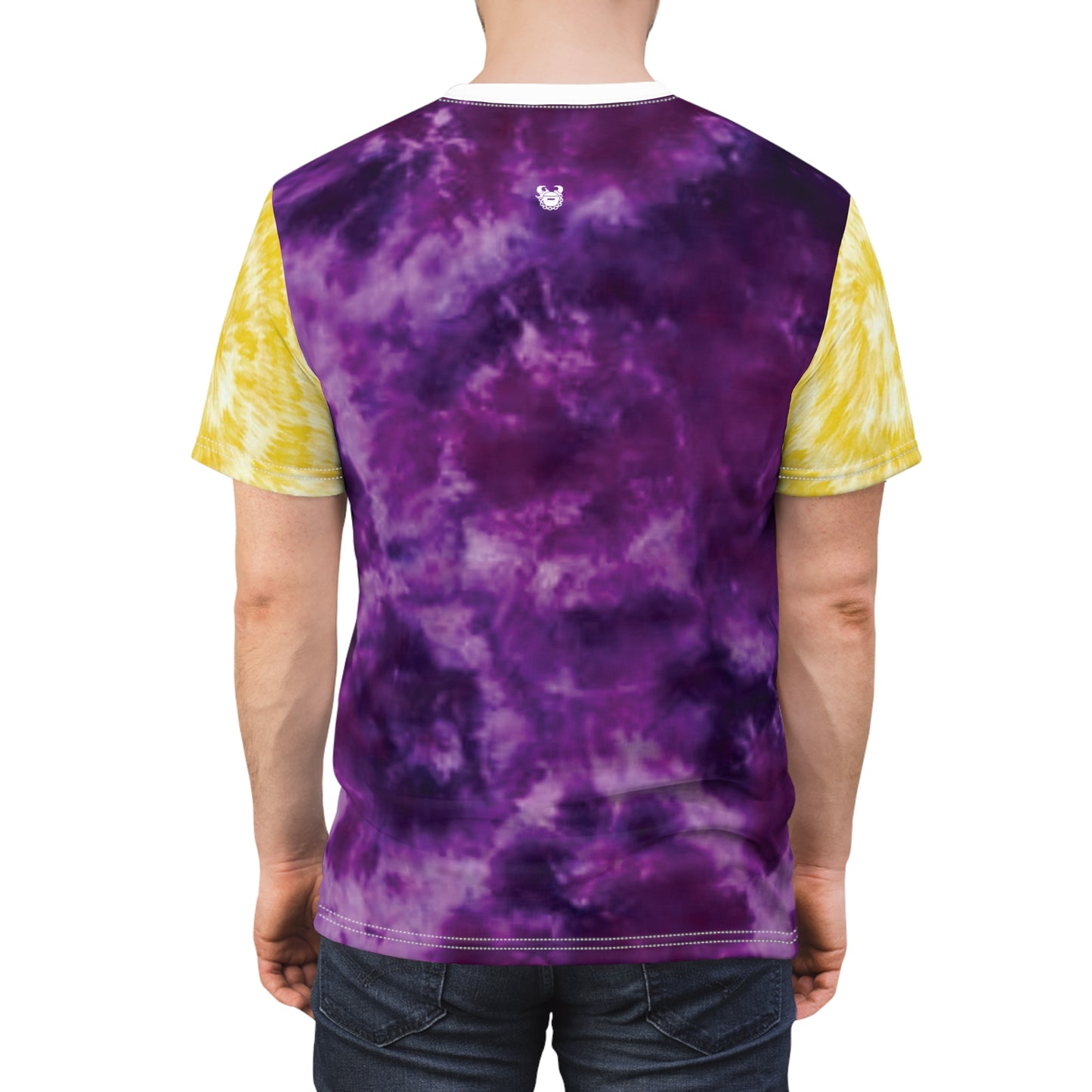 Unisex Cut & Sew Tee - Purple/Gold Tie-Dye - Get OUTTA Here