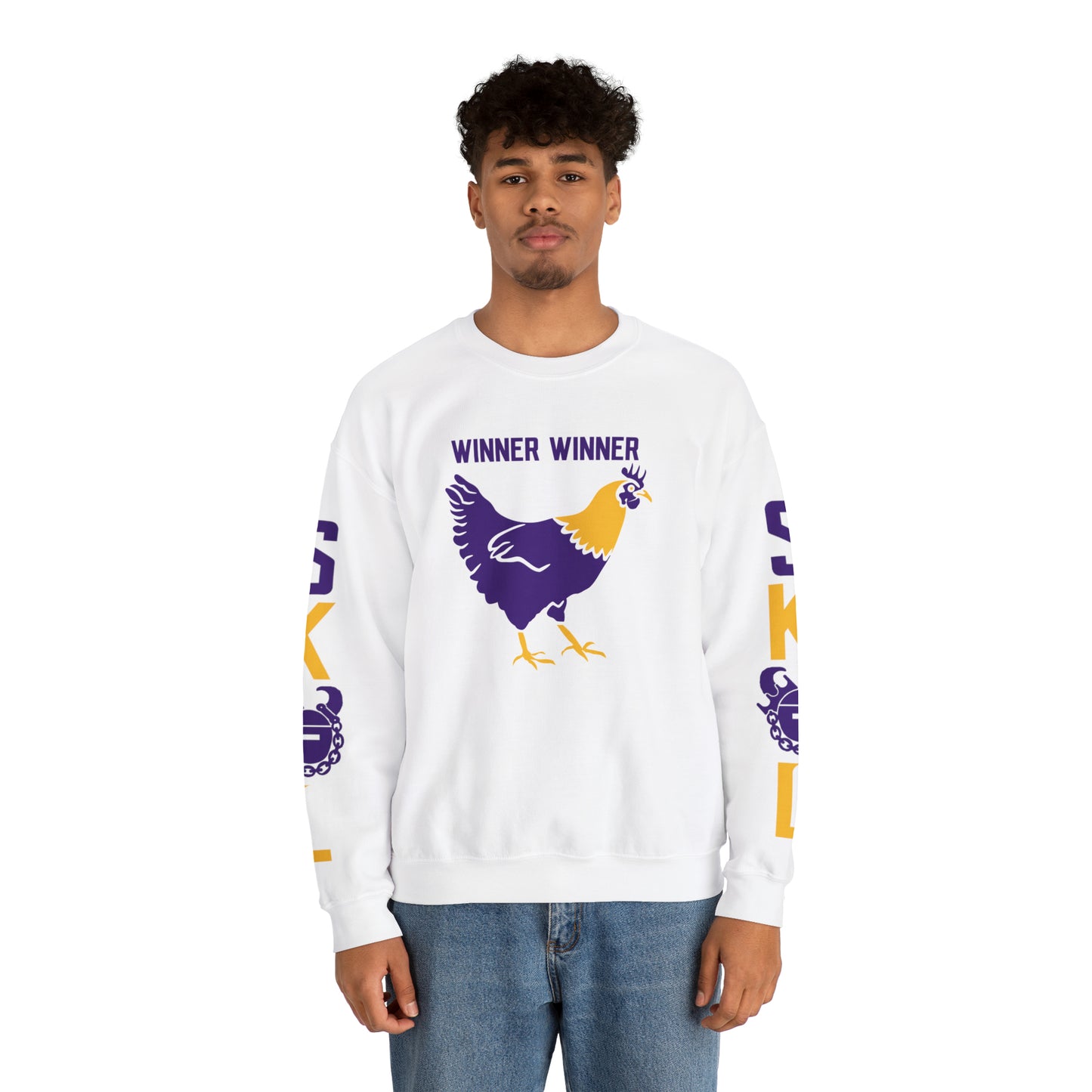 Unisex Heavy Blend™ Crewneck - Winner Winner Chicken Dinner + The Original (Sleeves)