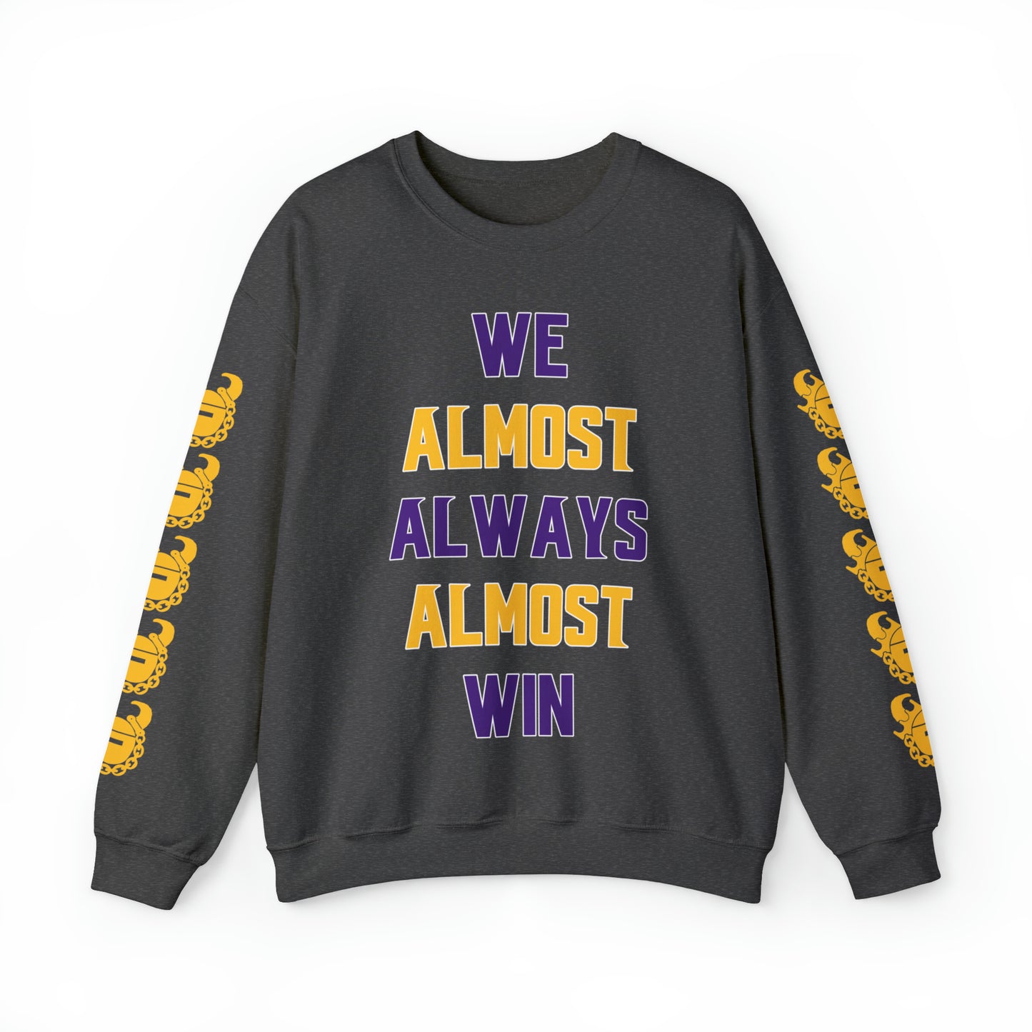 Unisex Heavy Blend™ Crewneck - ALMOST + Game Day Helmet (Sleeves)