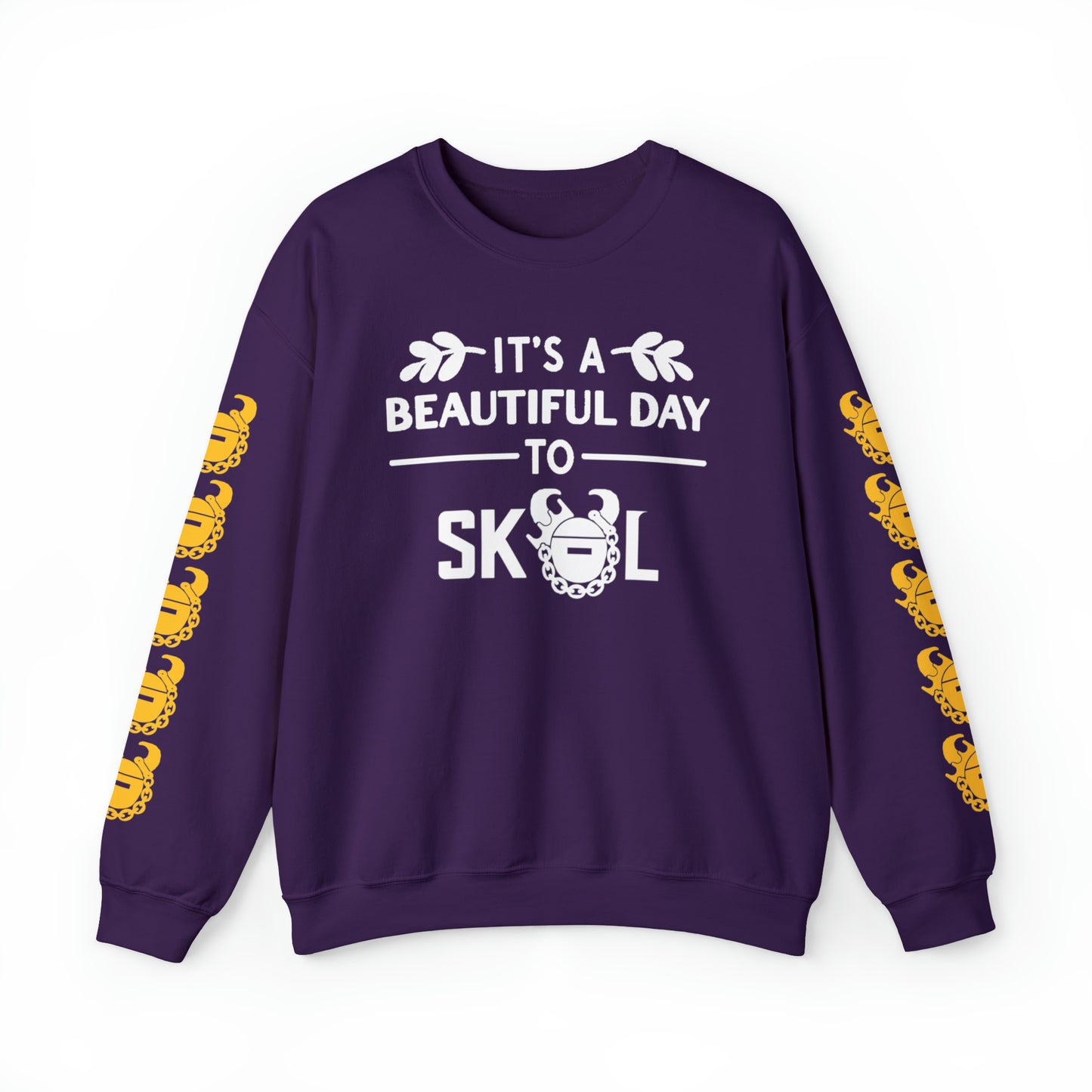 Unisex Heavy Blend™ Crewneck - It's a Beautiful Day! + Game Day Helmet (Sleeves)
