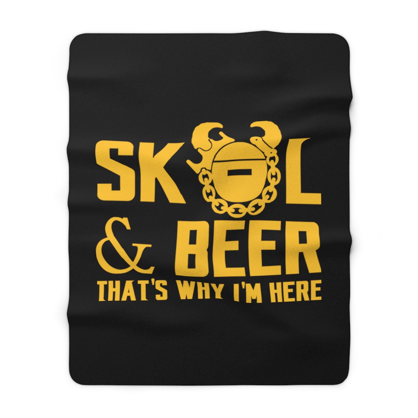 Sherpa Fleece Blanket - Black/Gold - Football & BEER