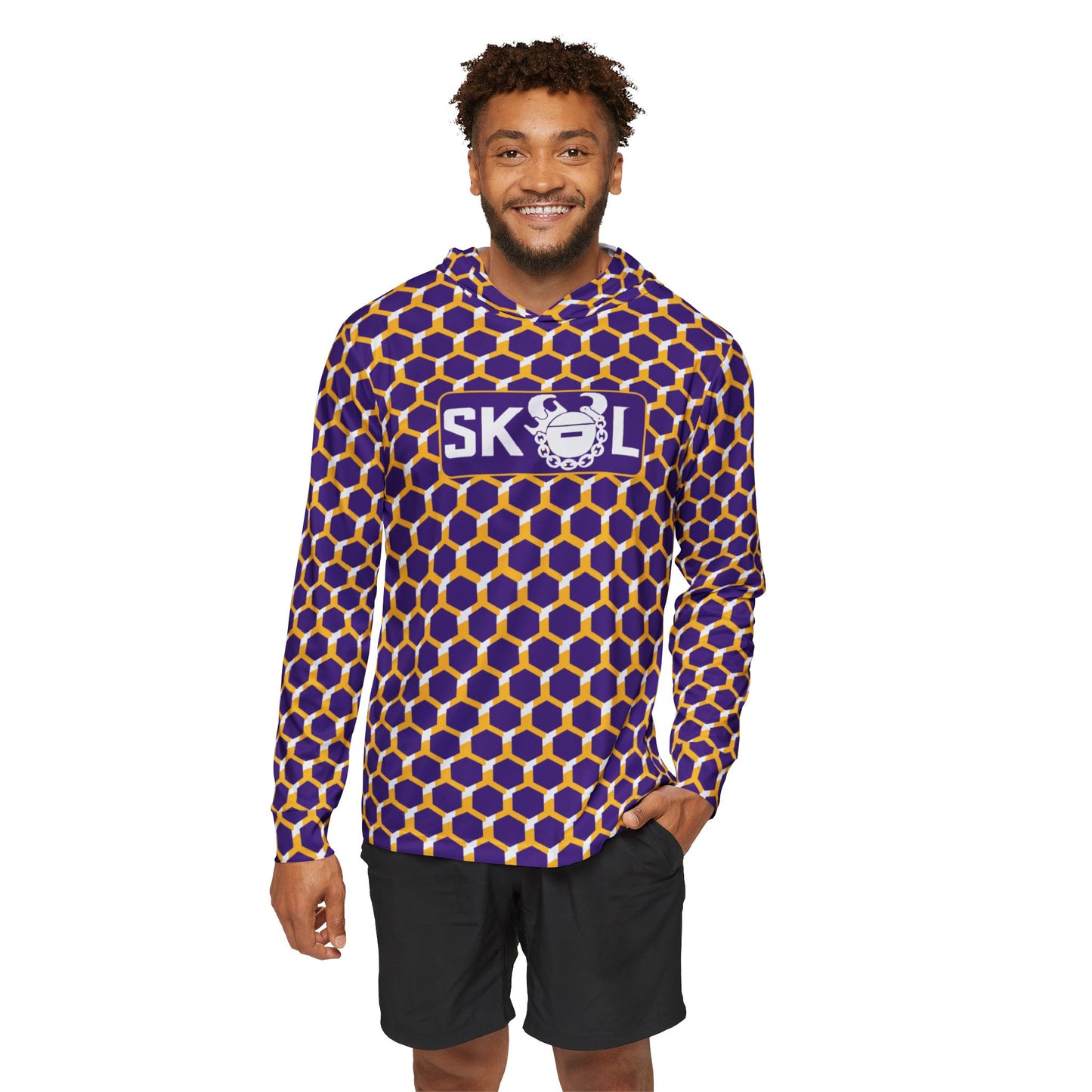 Men's Sports Warmup Hoodie - Purple/Gold Hex