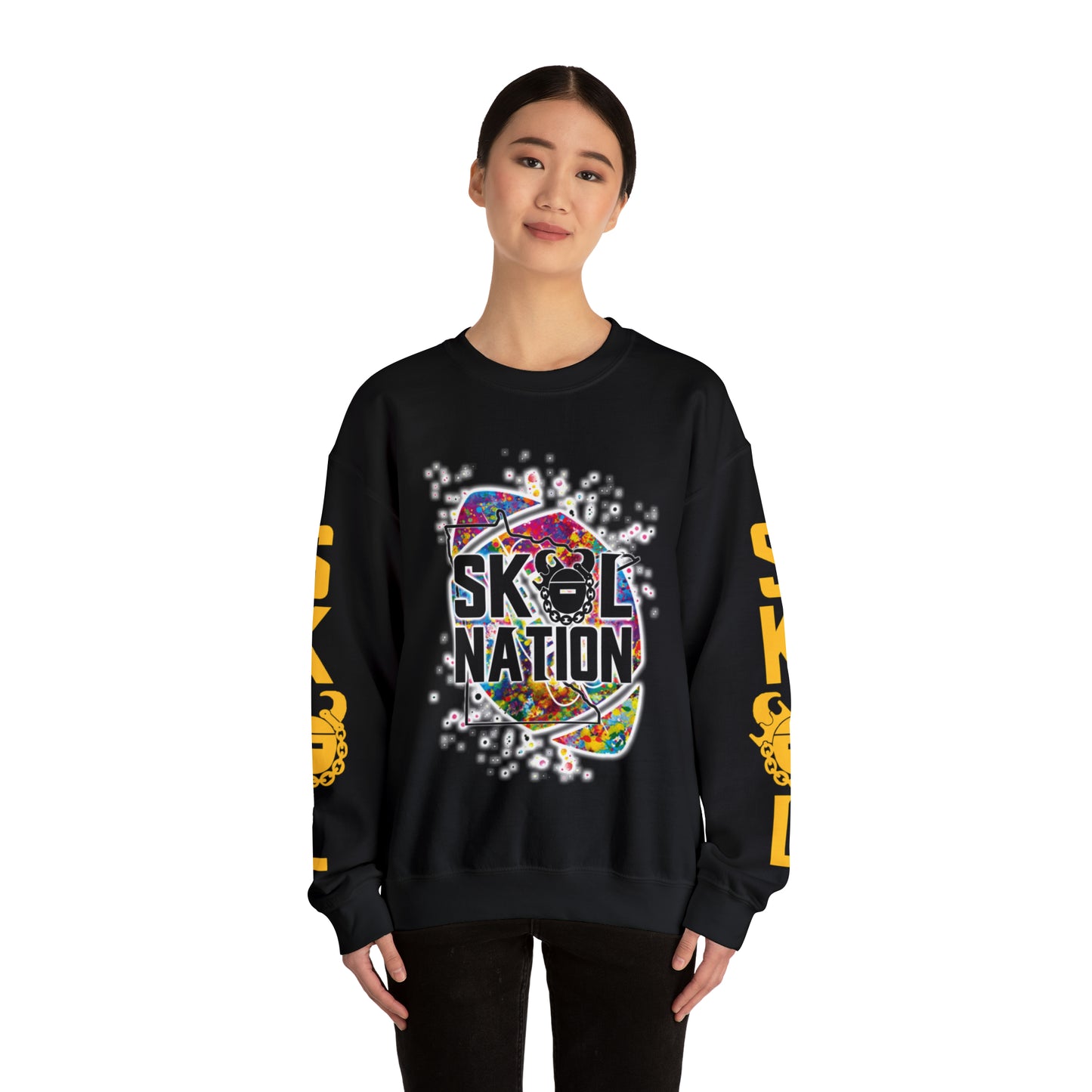 Unisex Heavy Blend™ Crewneck - MN Nation (Color Blast) + Game Day Helmet (Sleeves)
