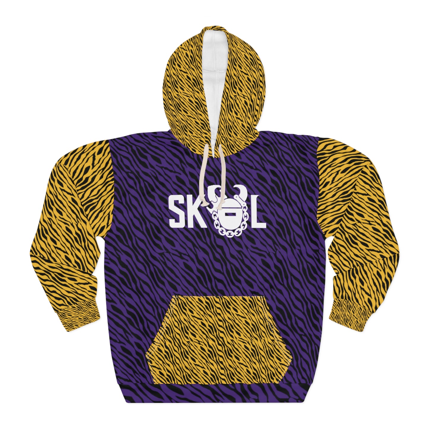 Unisex Pullover Hoodie - Purple & Gold Zebra Print - The Original