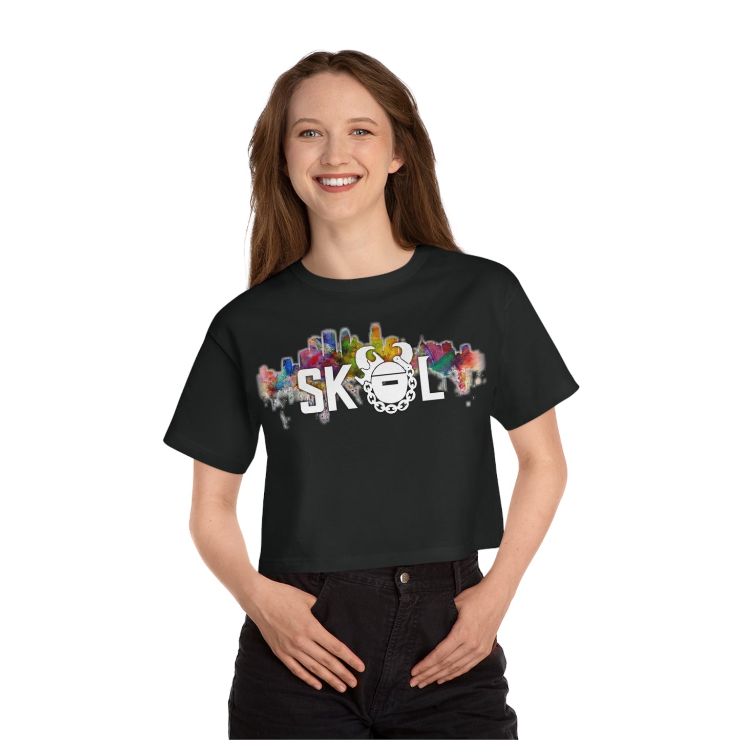 Women's Champion Heritage Cropped Top - Skyline