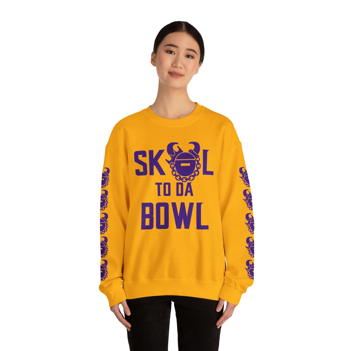 Unisex Heavy Blend™ Crewneck - to da BOWL + Game Day Helmet (Sleeves)