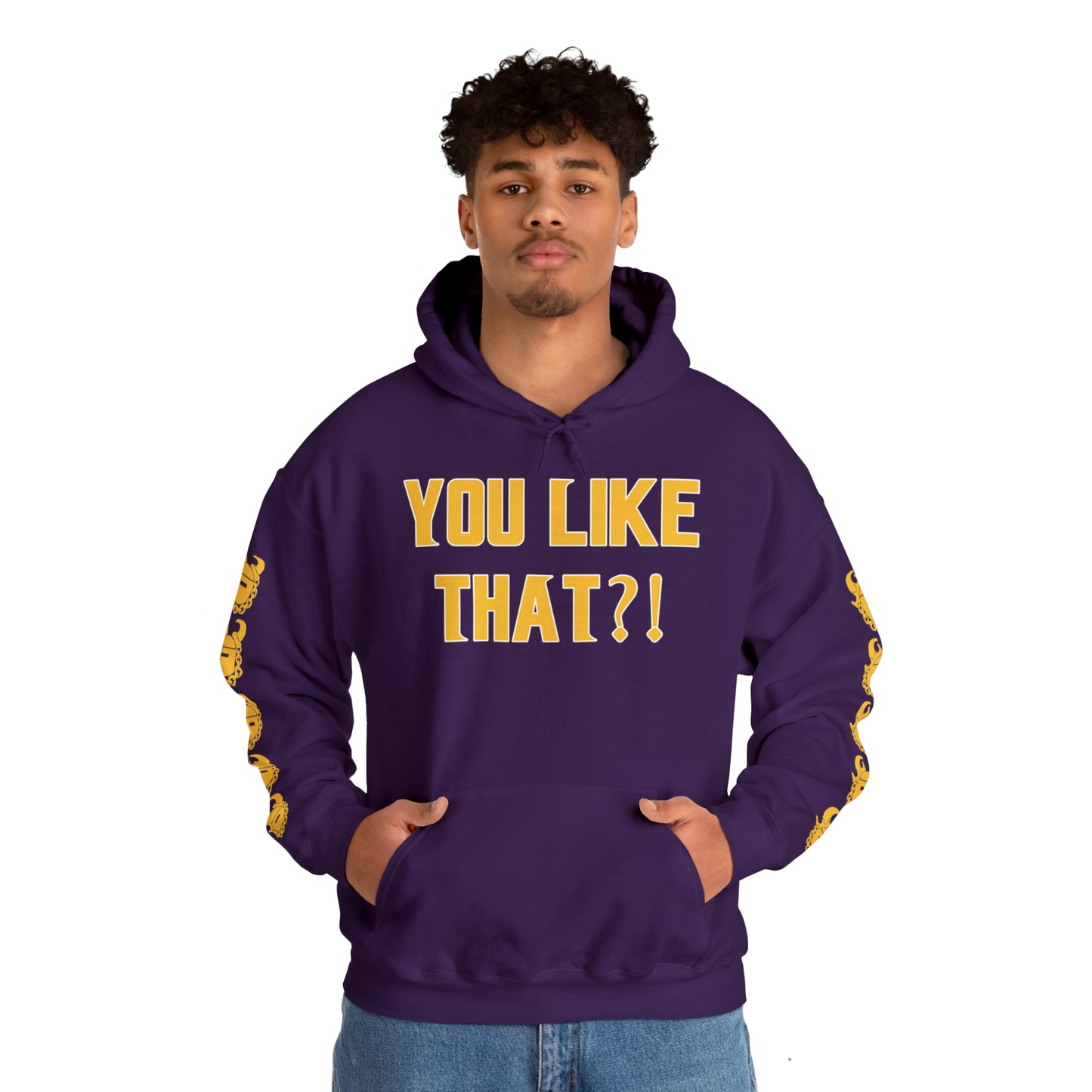 Unisex Heavy Blend™ Hooded Sweatshirt - YOU LIKE THAT?! + Game Day Helmet (Sleeves)