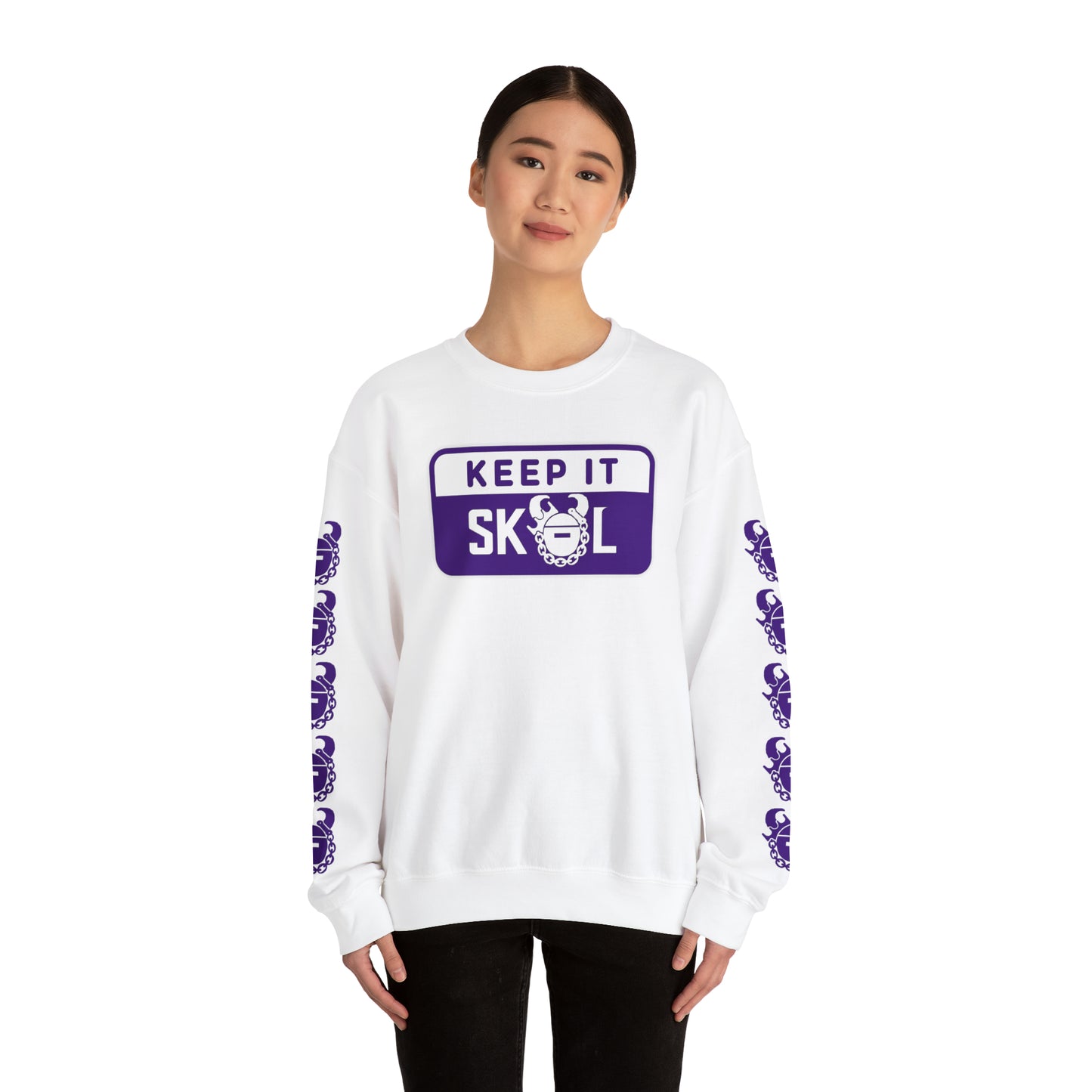 Unisex Heavy Blend™ Crewneck - Keep it Simple (Framed) + Game Day Helmet (Sleeves)