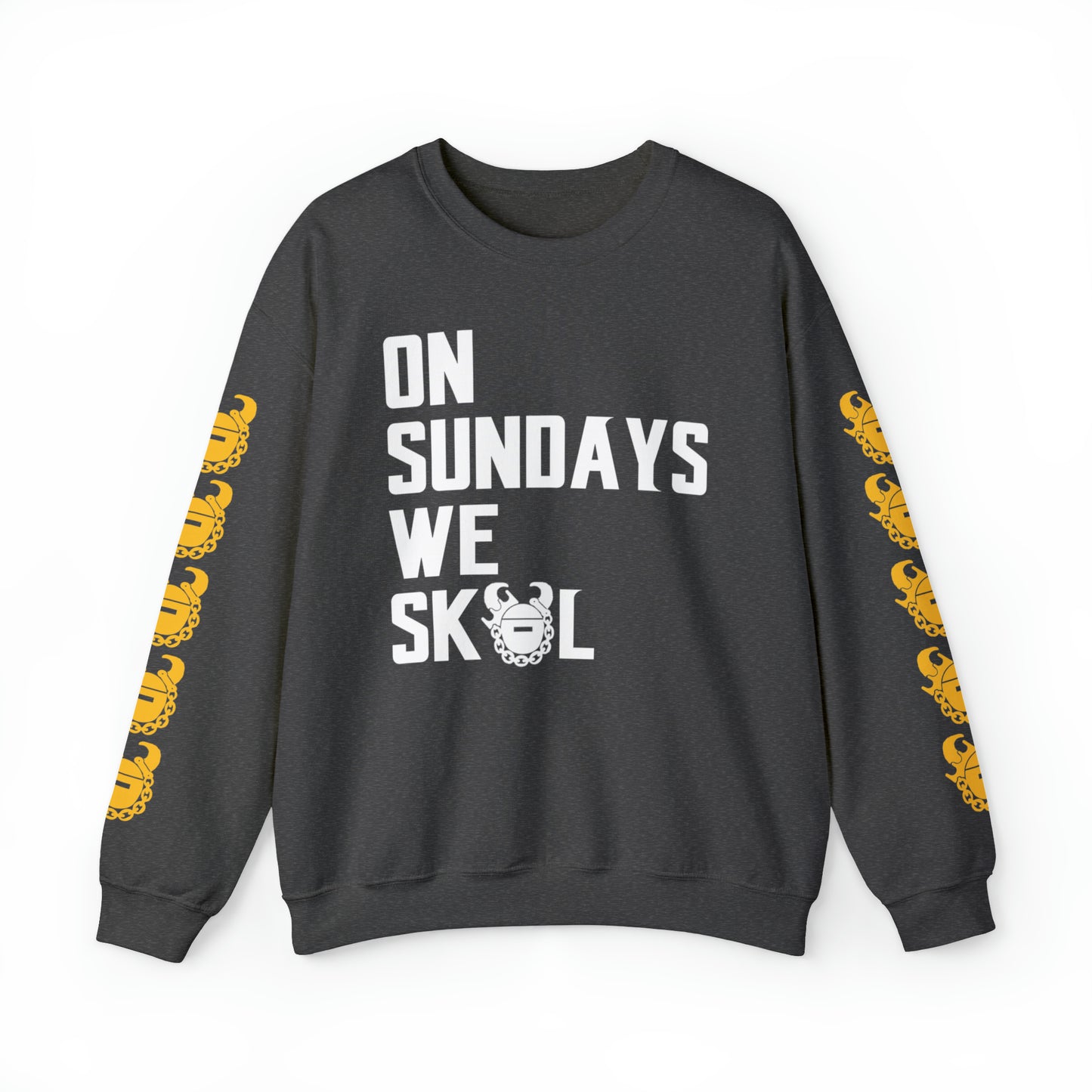 Unisex Heavy Blend™ Crewneck - On Sundays + Game Day Helmet (Sleeves)
