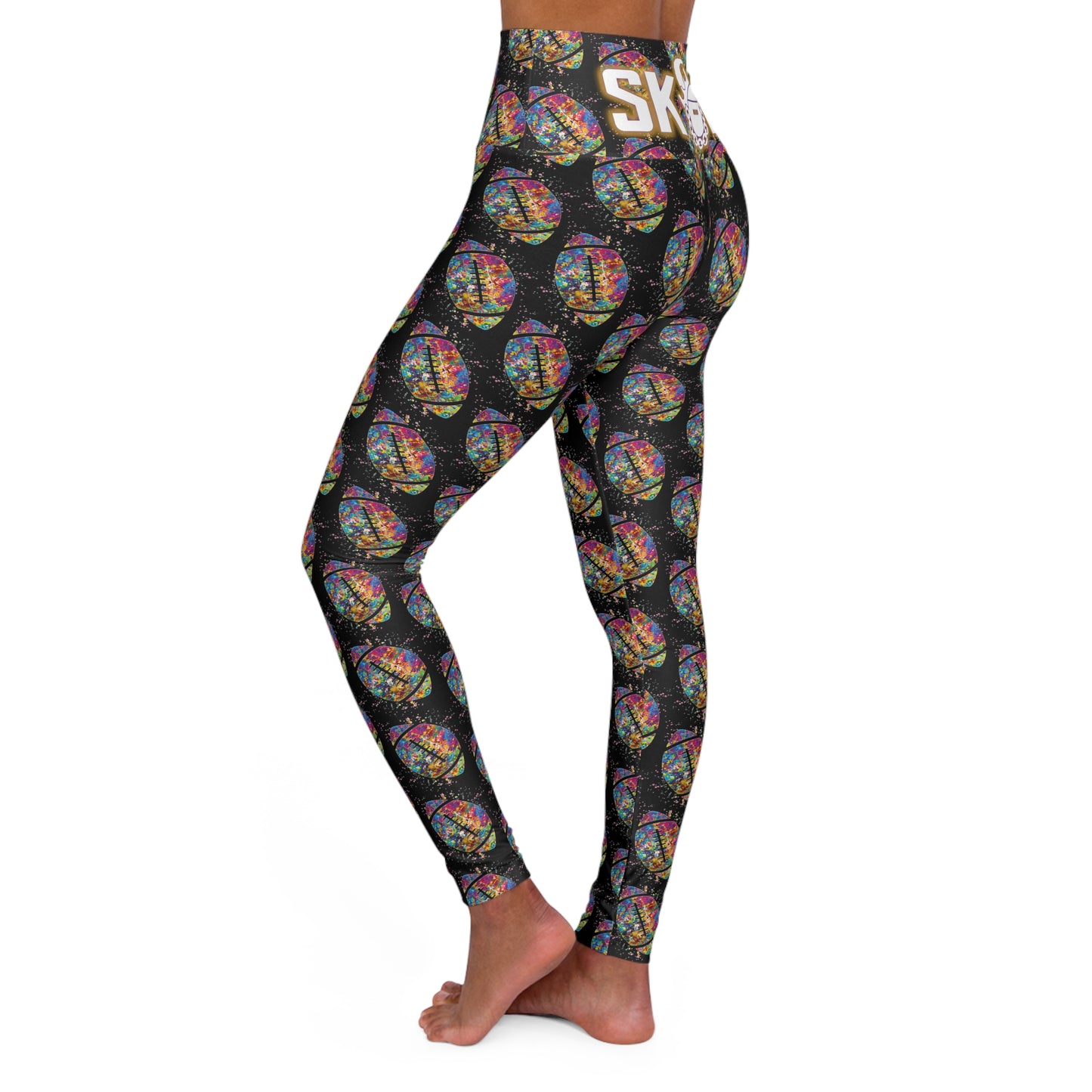 High Waisted Yoga Leggings - Color Blast Football - The Original