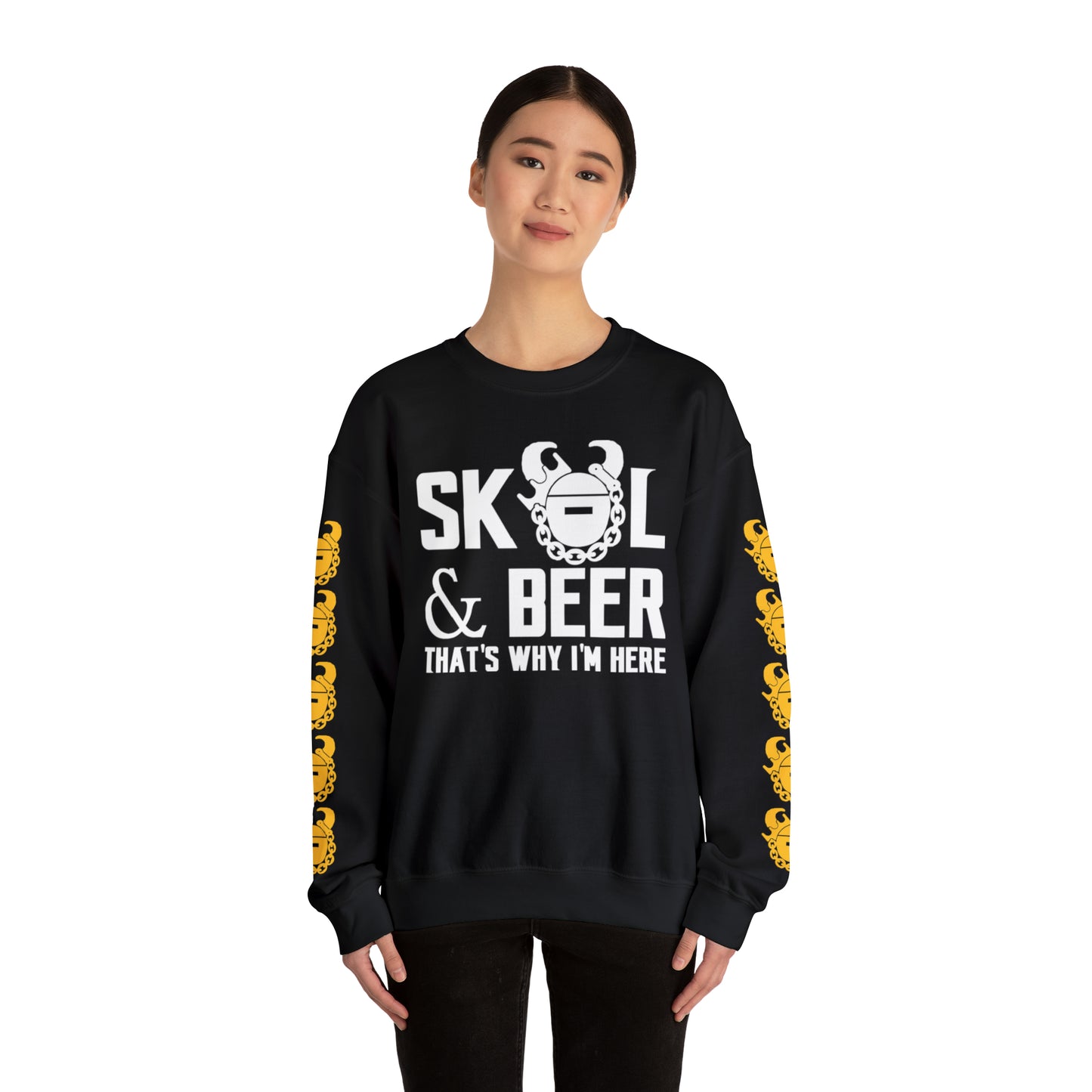 Unisex Heavy Blend™ Crewneck - & BEER + Game Day Helmet (Sleeves)