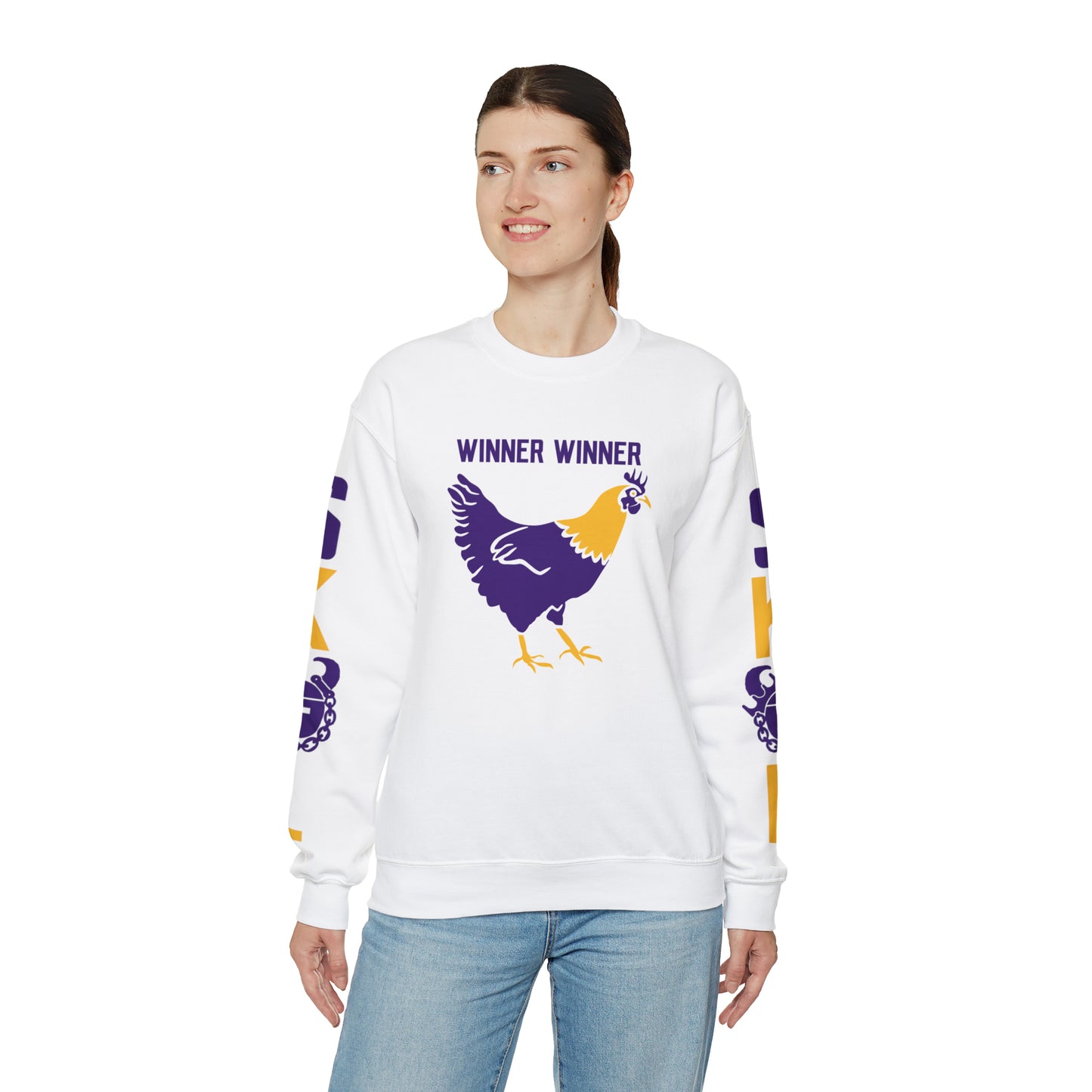 Unisex Heavy Blend™ Crewneck - Winner Winner Chicken Dinner + The Original (Sleeves)