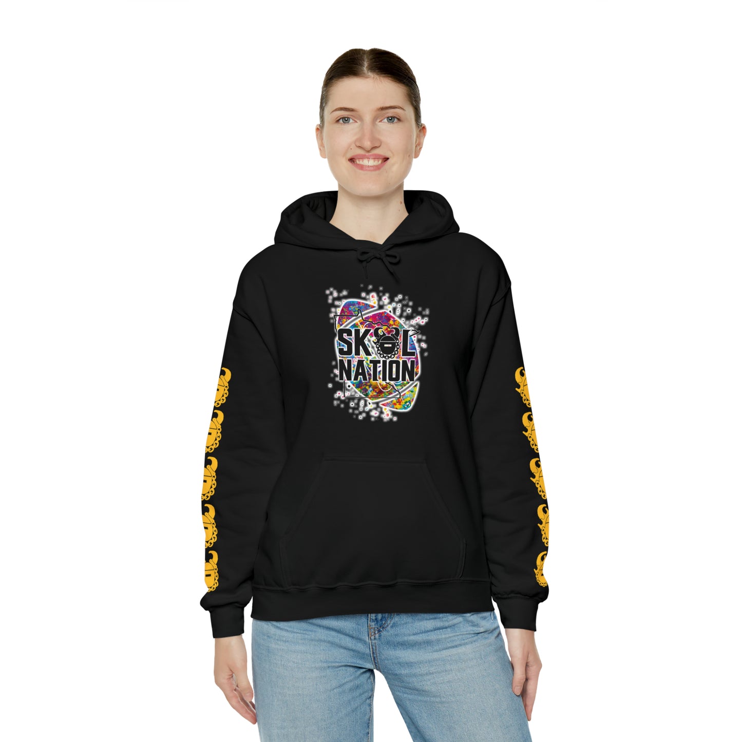 Unisex Heavy Blend™ Hooded Sweatshirt - MN Nation (Color Blast) + Game Day Helmet (Sleeves)