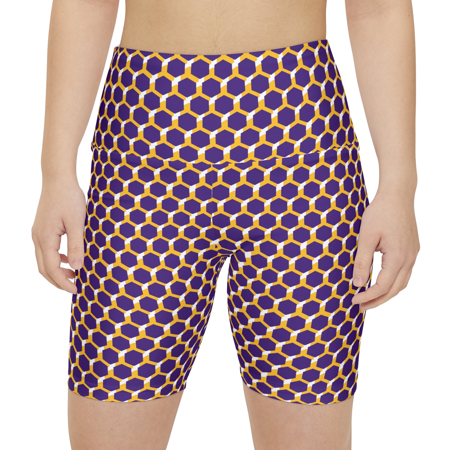 Women's Workout Shorts - Purple/Gold Hex