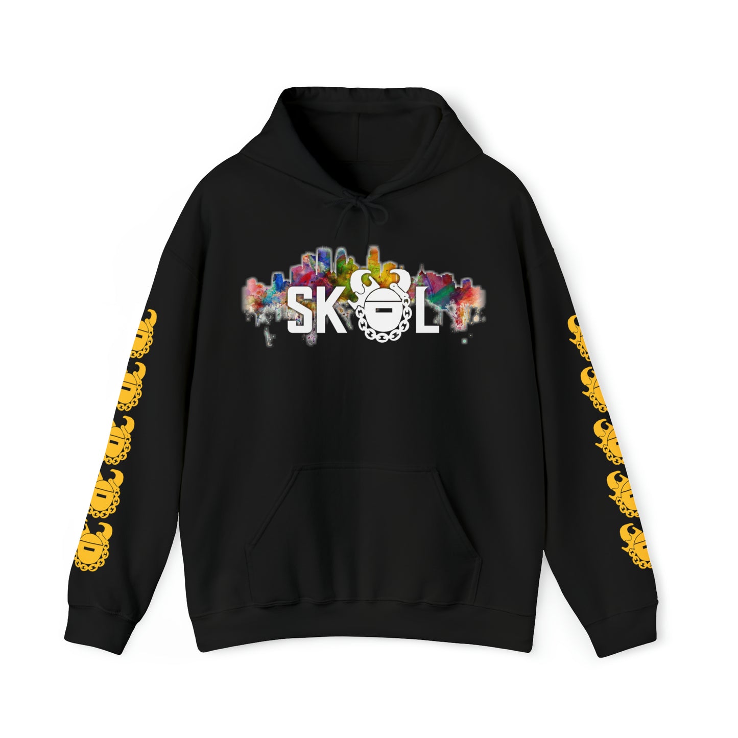 Unisex Heavy Blend™ Hooded Sweatshirt - Skyline + Game Day Helmet (Sleeves)