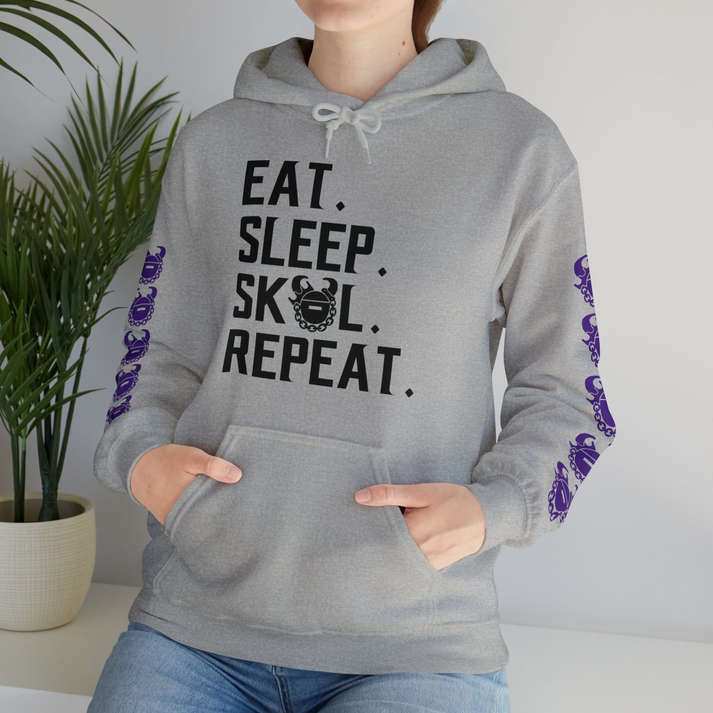 Unisex Heavy Blend™ Hooded Sweatshirt - Eat. Sleep. Repeat. + Game Day Helmet (Sleeves)