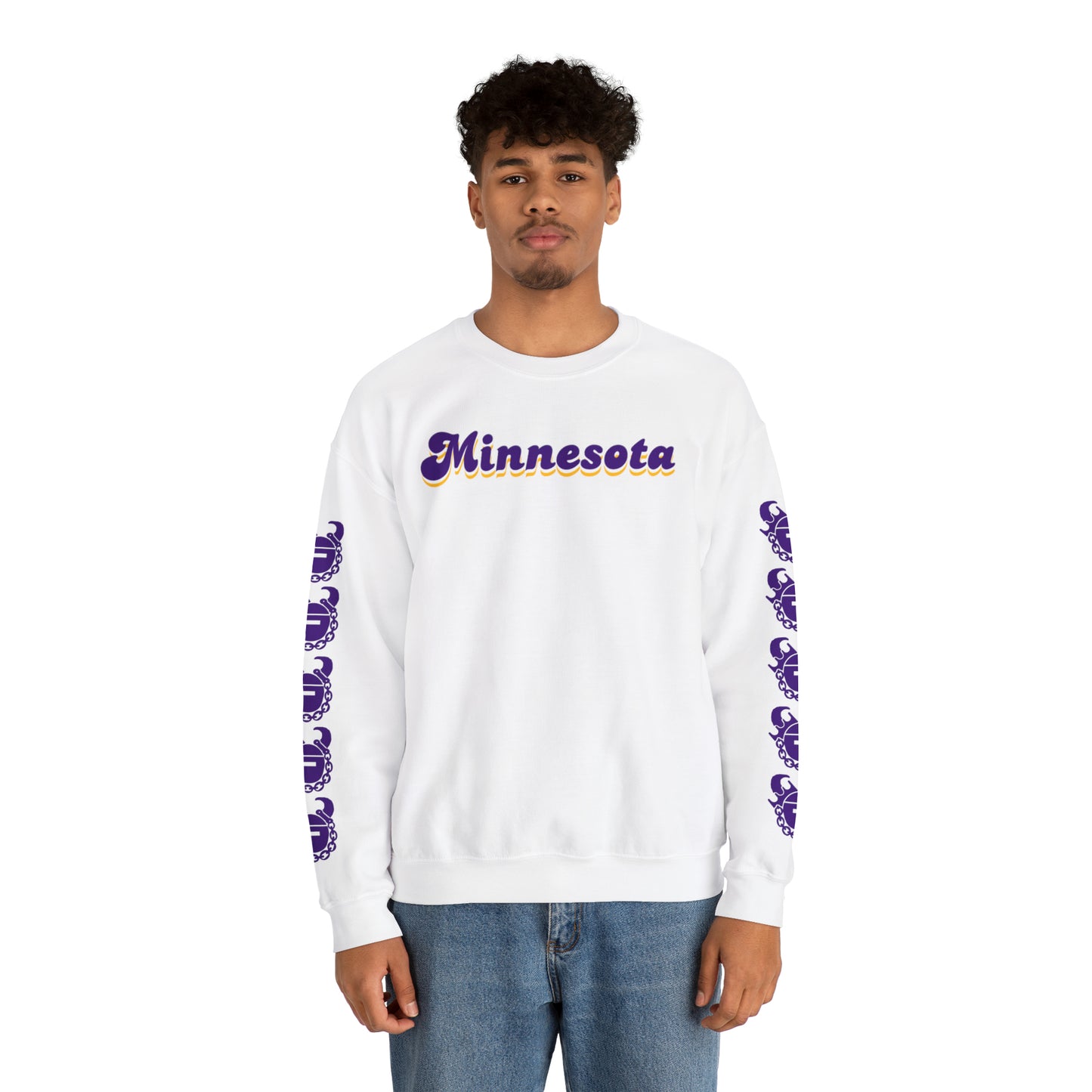 Unisex Heavy Blend™ Crewneck - Minnesota (Retro) + Game Day Helmet (Sleeves)