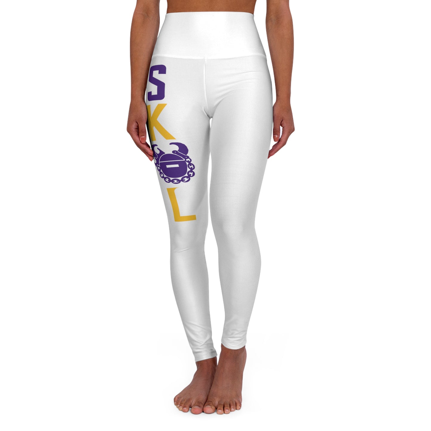 High Waisted Yoga Leggings - White - BOOM BOOM