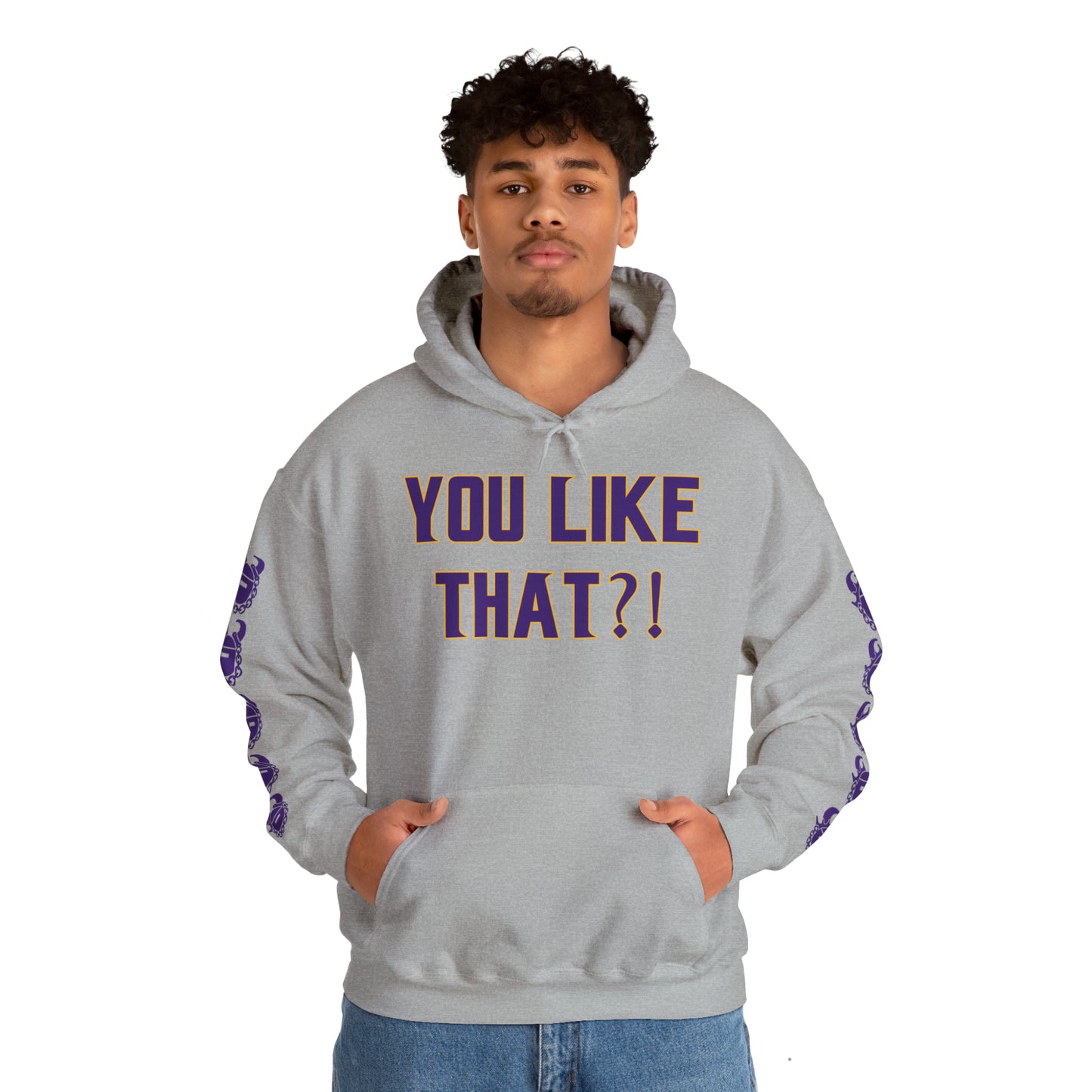 Unisex Heavy Blend™ Hooded Sweatshirt - YOU LIKE THAT?! + Game Day Helmet (Sleeves)