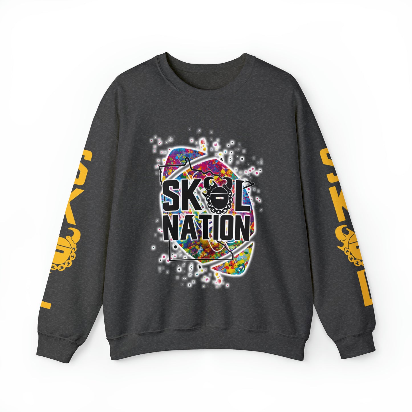 Unisex Heavy Blend™ Crewneck - MN Nation (Color Blast) + Game Day Helmet (Sleeves)