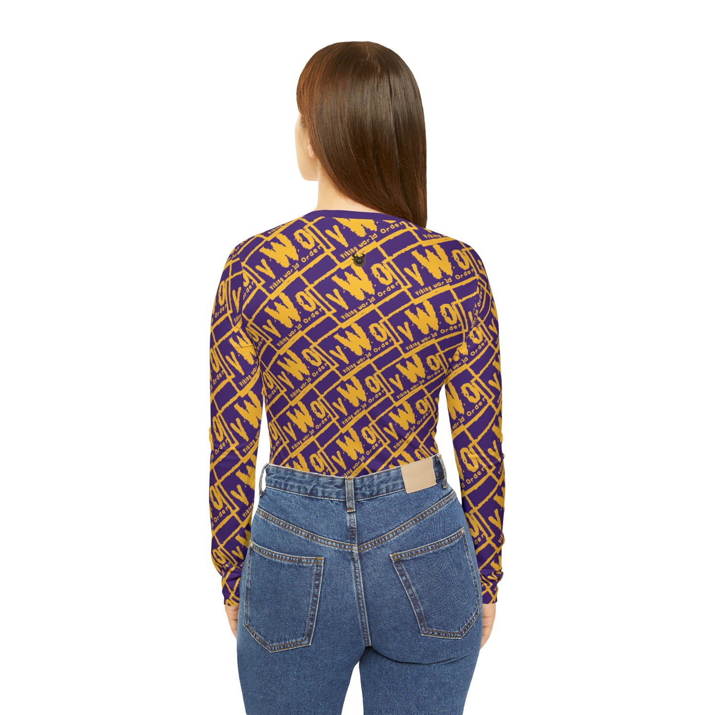 Women's Long Sleeve V-neck Shirt - Purple/Gold - VWO (Framed)