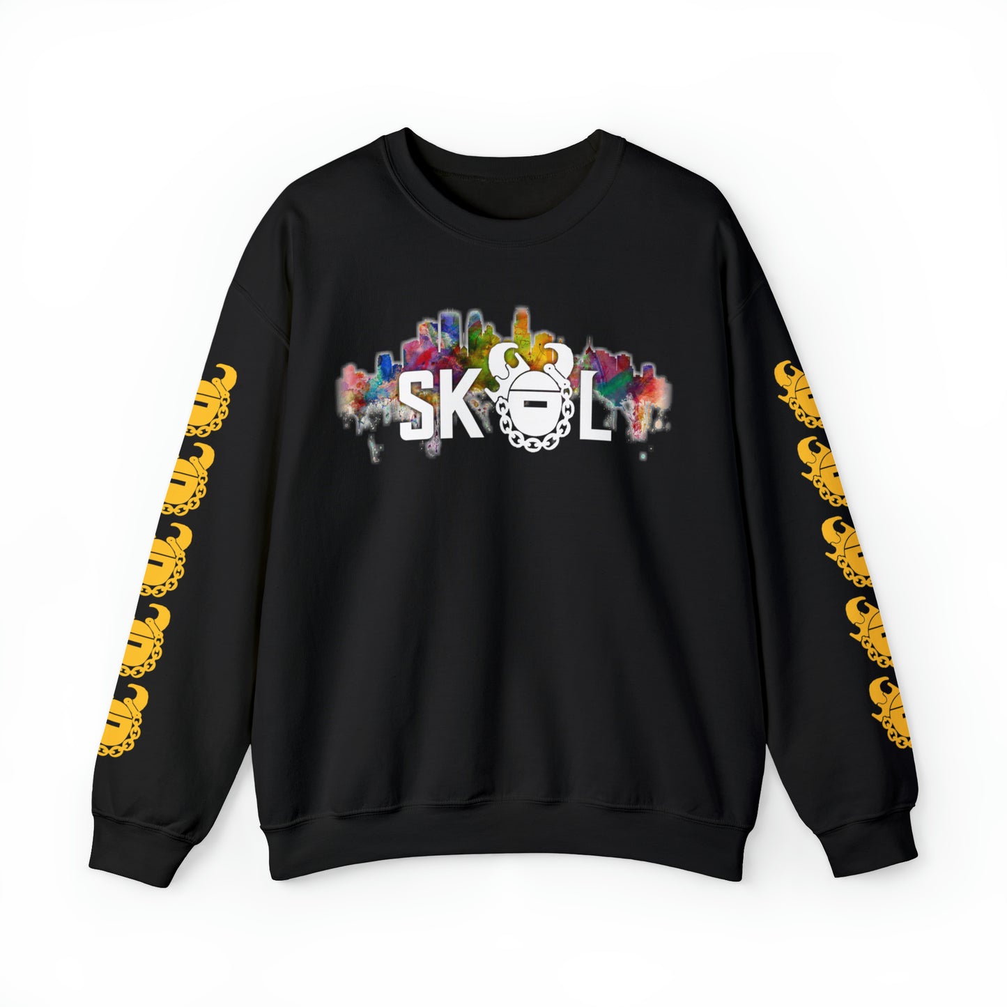 Unisex Heavy Blend™ Crewneck - Skyline + Game Day Helmet (Sleeves)